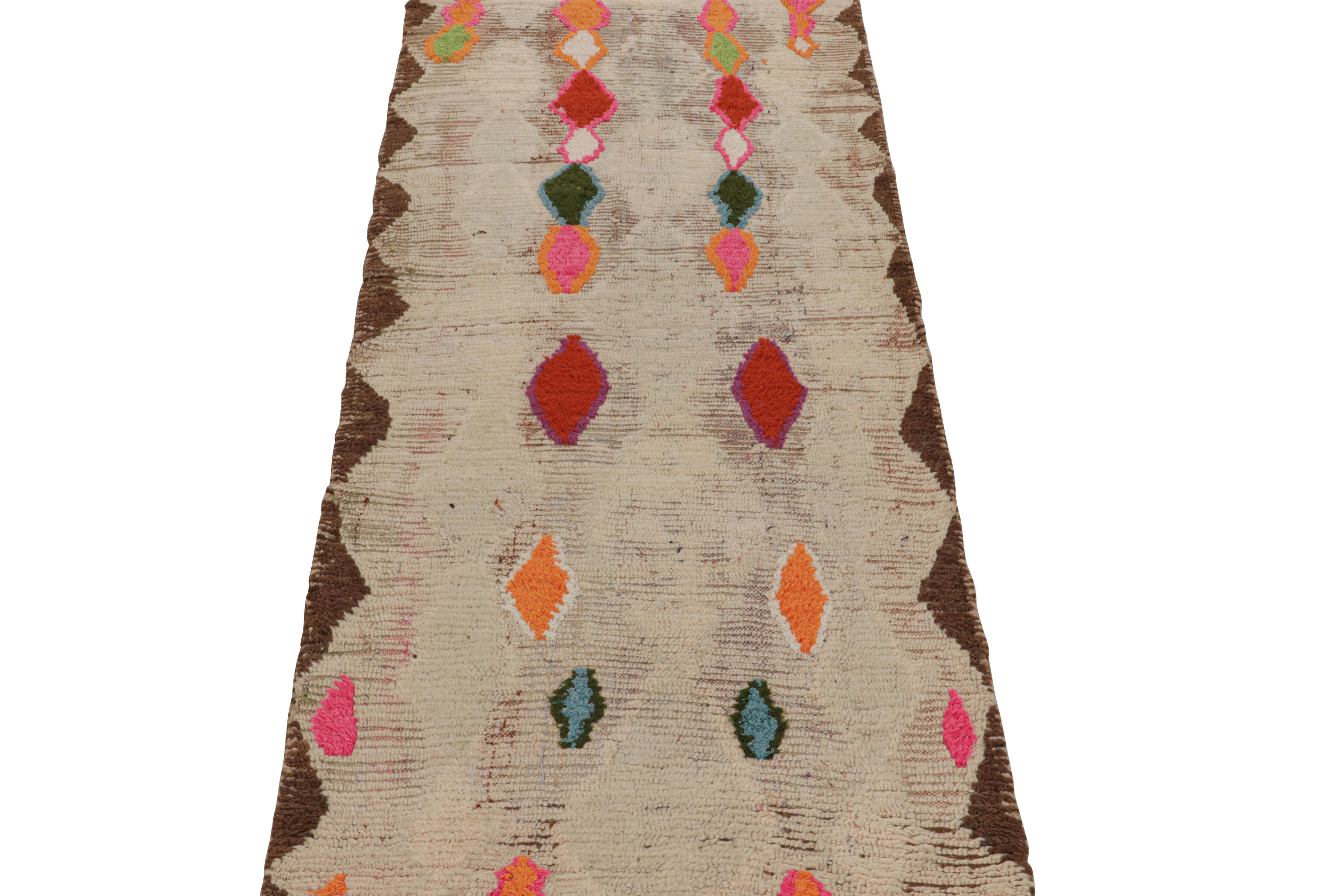 Hand-Knotted Vintage Moroccan Runner Rug with Diamond Patterns, from Rug & Kilim  For Sale