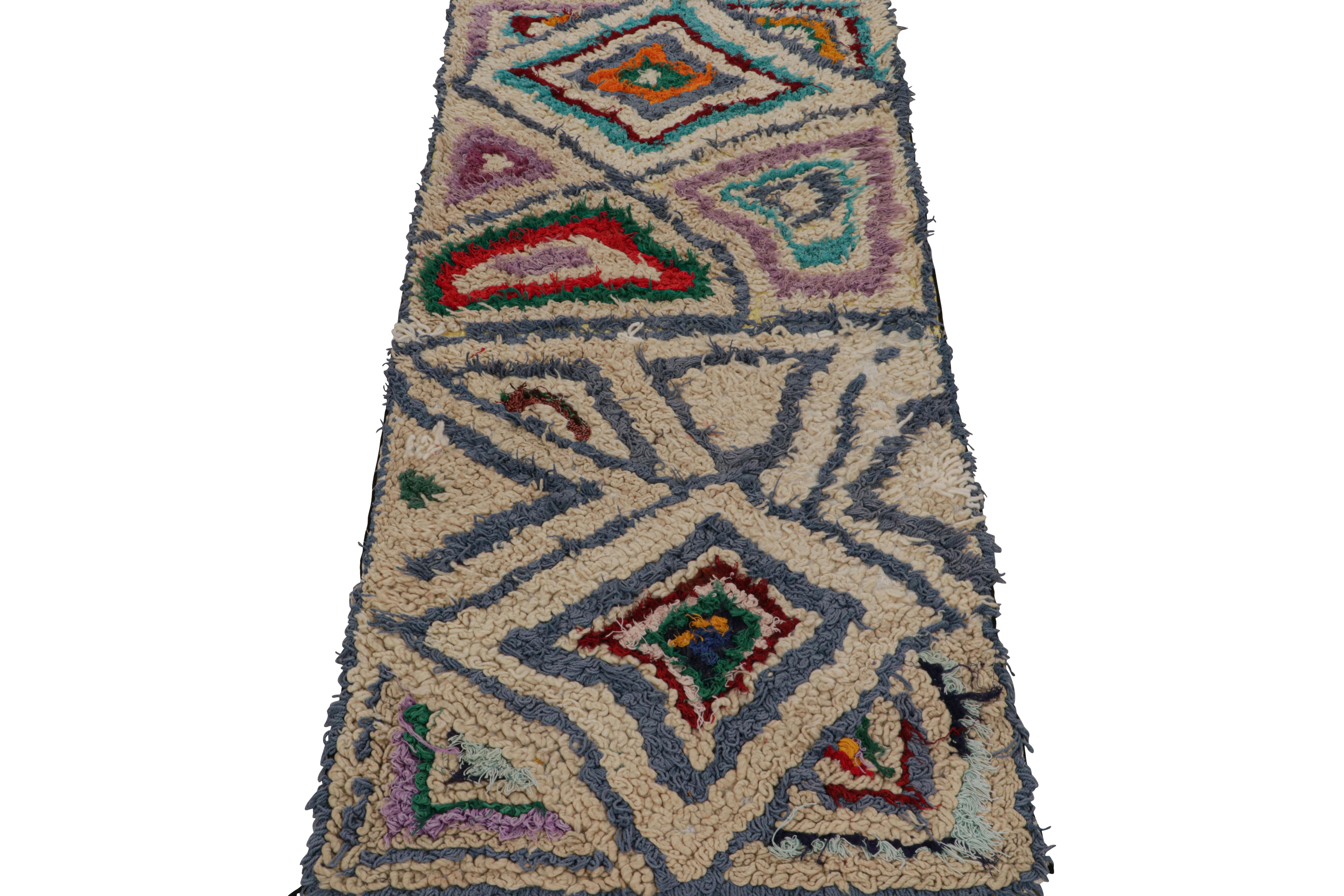 Hand-Knotted Vintage Moroccan Runner Rug with Geometric Patterns, from Rug & Kilim  For Sale