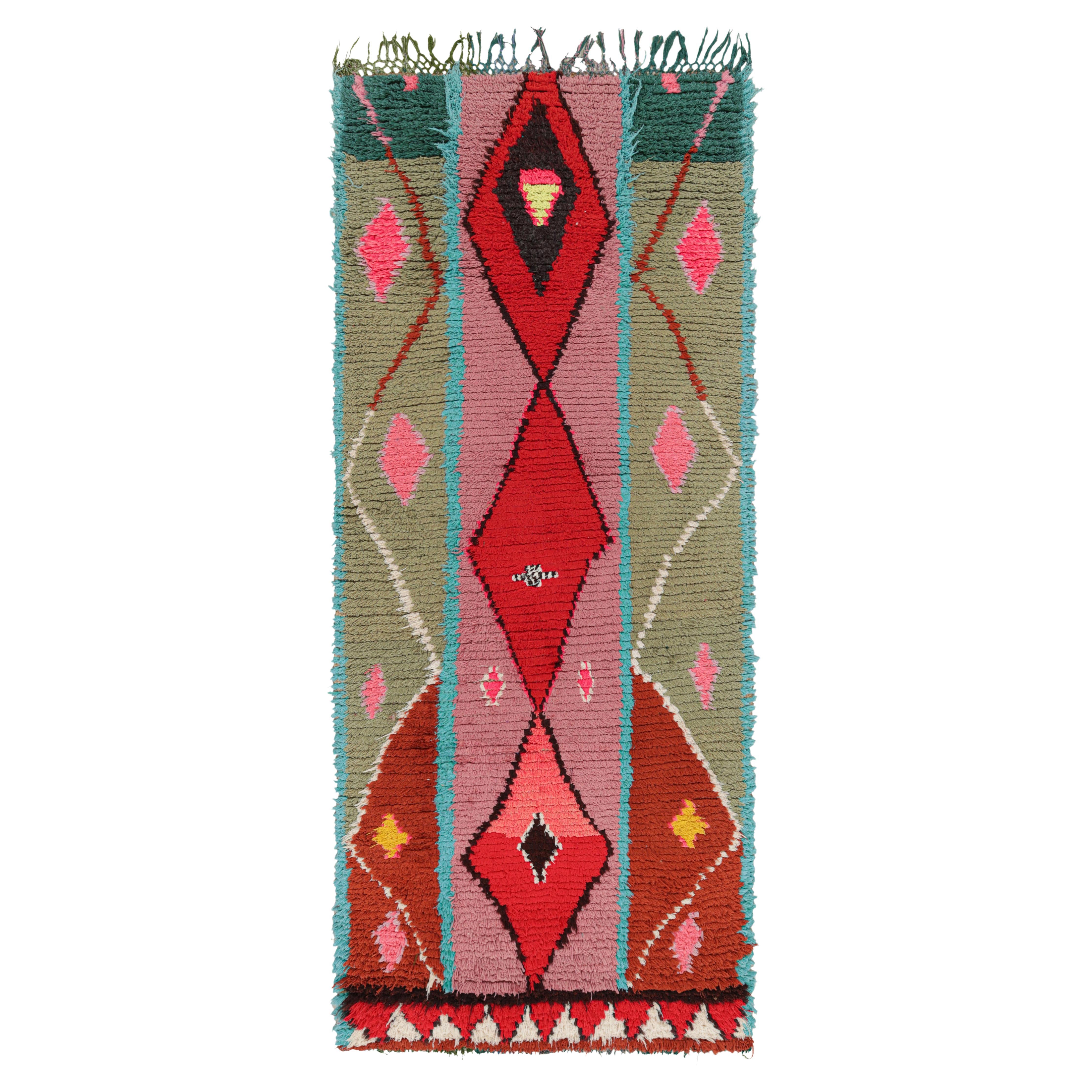 Vintage Moroccan Runner Rug with Multicolor Diamond Medallions, from Rug & Kilim