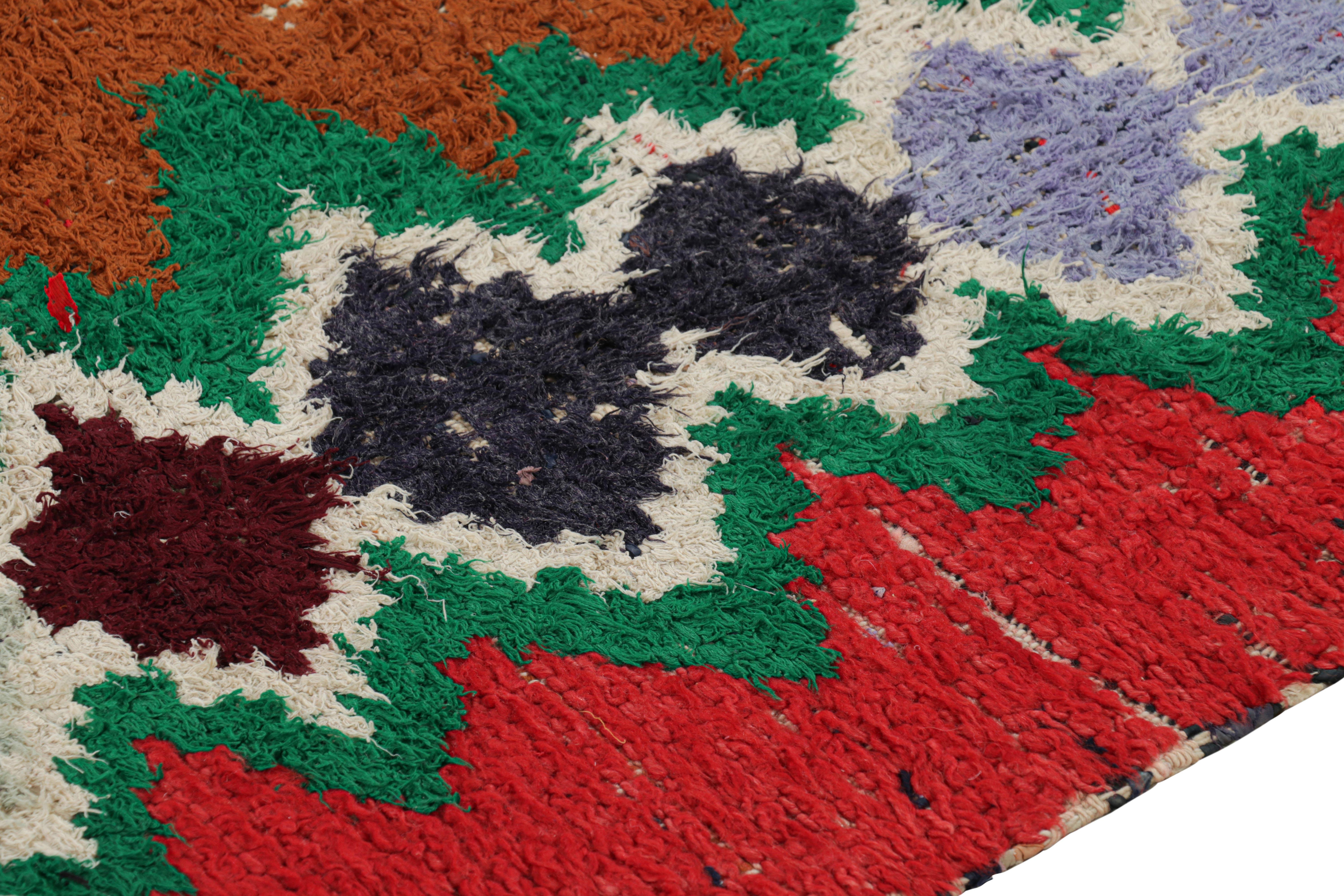 Wool Vintage Moroccan Runner Rug with Polychromatic Diamond Chevrons  Rug & Kilim For Sale