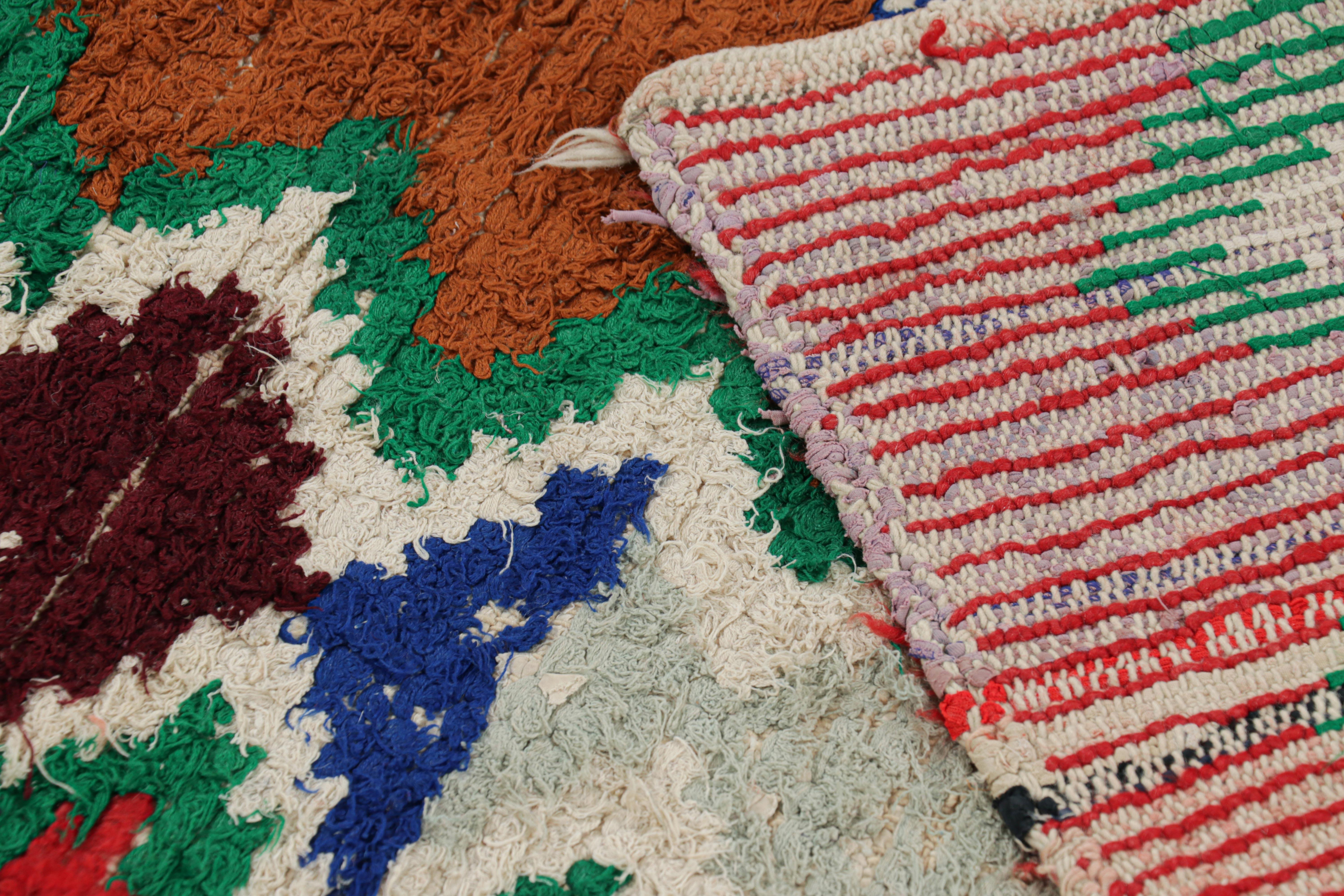 Vintage Moroccan Runner Rug with Polychromatic Diamond Chevrons  Rug & Kilim For Sale 1