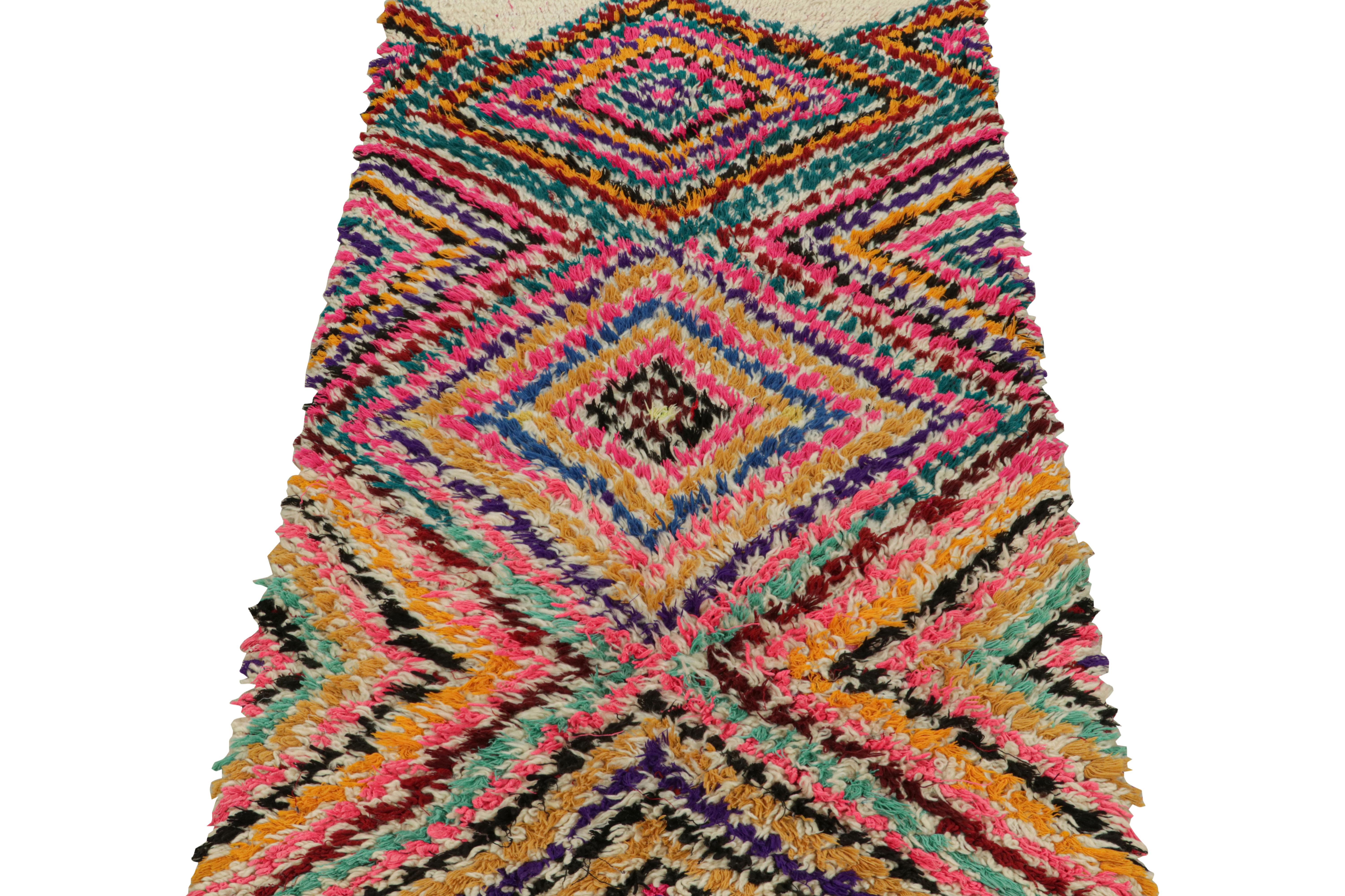 Hand-Knotted Vintage Moroccan Runner Rug with Polychrome Geometric Patterns from Rug & Kilim 