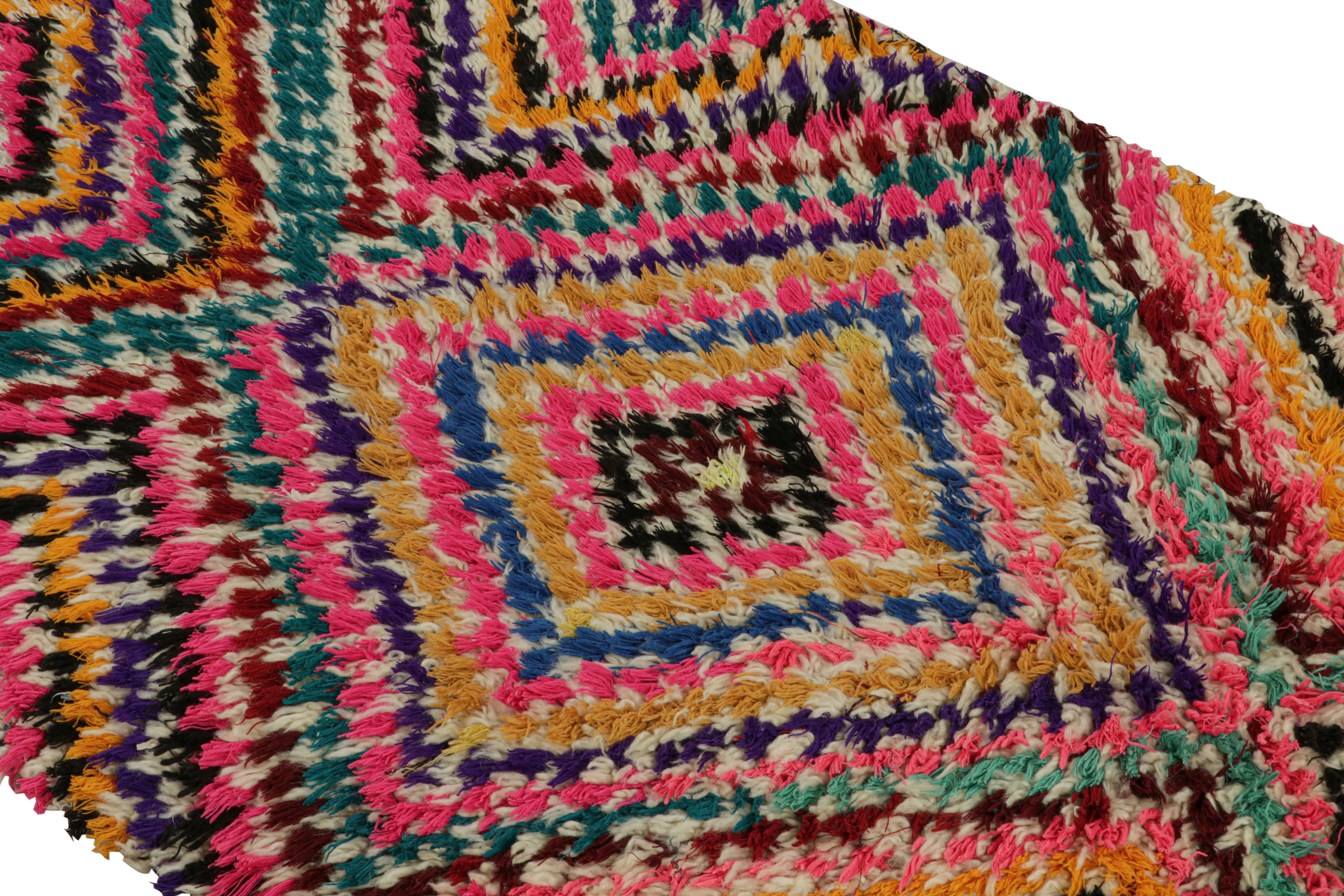 Vintage Moroccan Runner Rug with Polychrome Geometric Patterns from Rug & Kilim  In Good Condition In Long Island City, NY