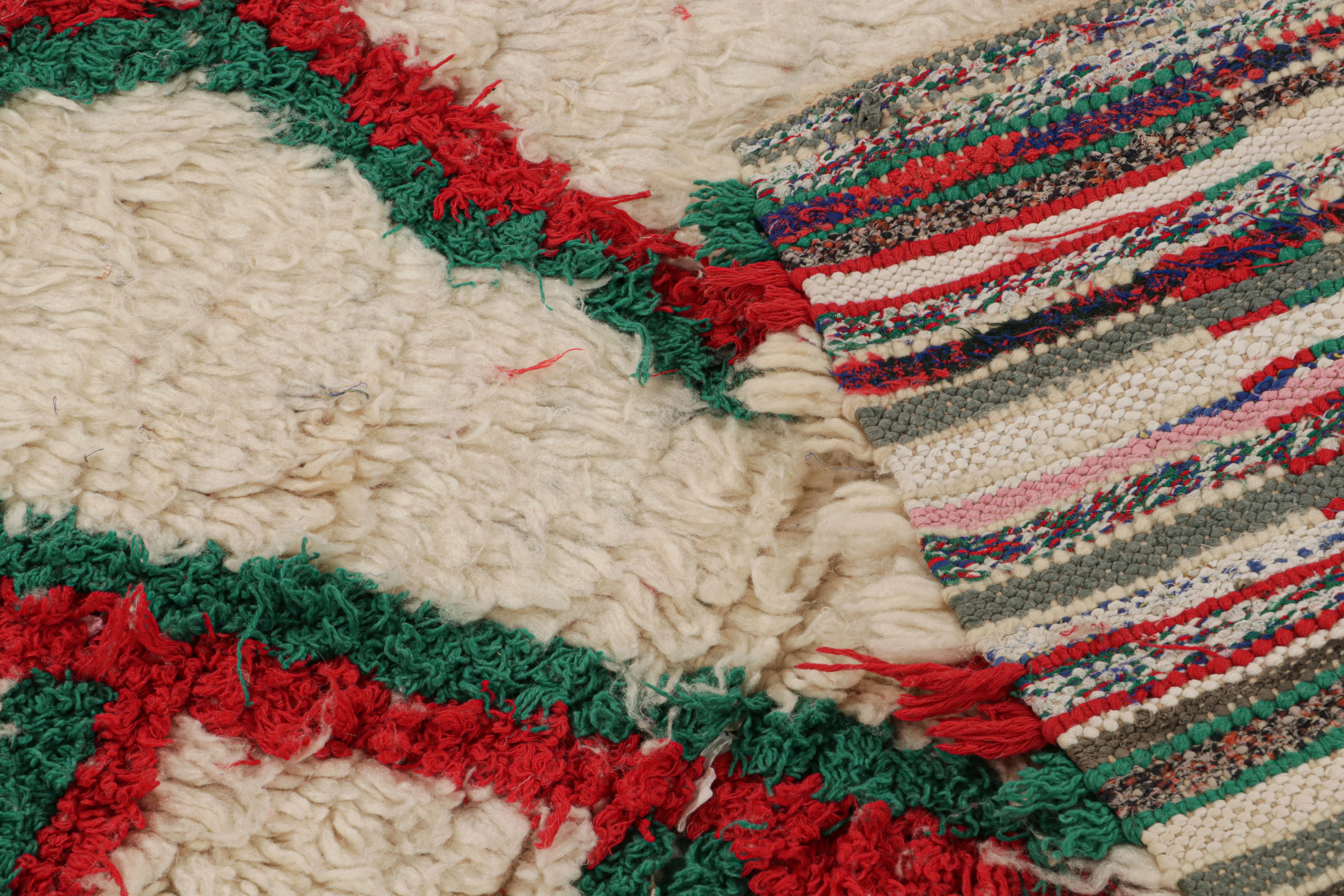 Vintage Moroccan Runner Rug with Red and Green Patterns, from Rug & Kilim  For Sale 1