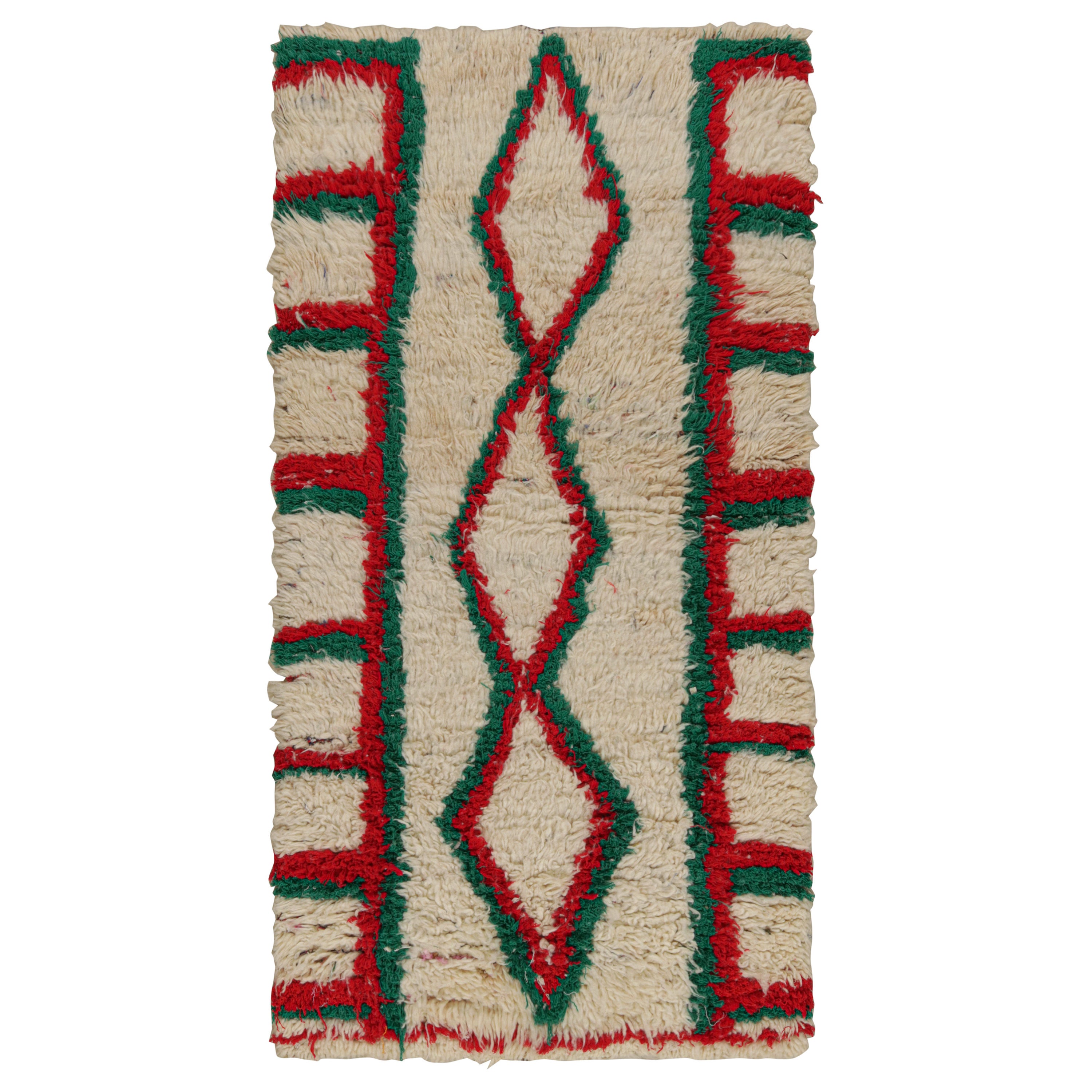 Vintage Moroccan Runner Rug with Red and Green Patterns, from Rug & Kilim