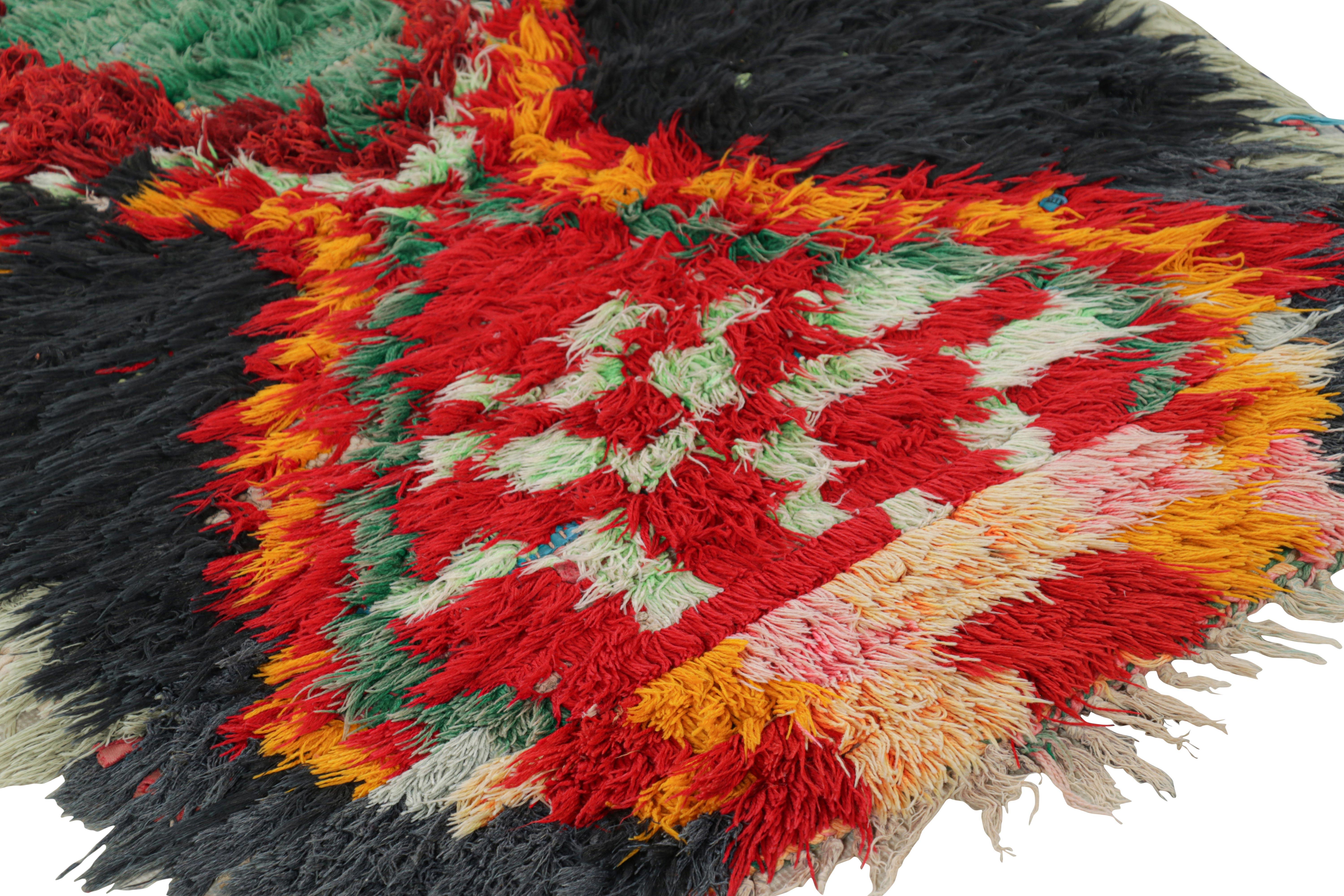 Hand-Knotted Vintage Moroccan Runner Rug with Red Lozenge Medallions, from Rug & Kilim For Sale