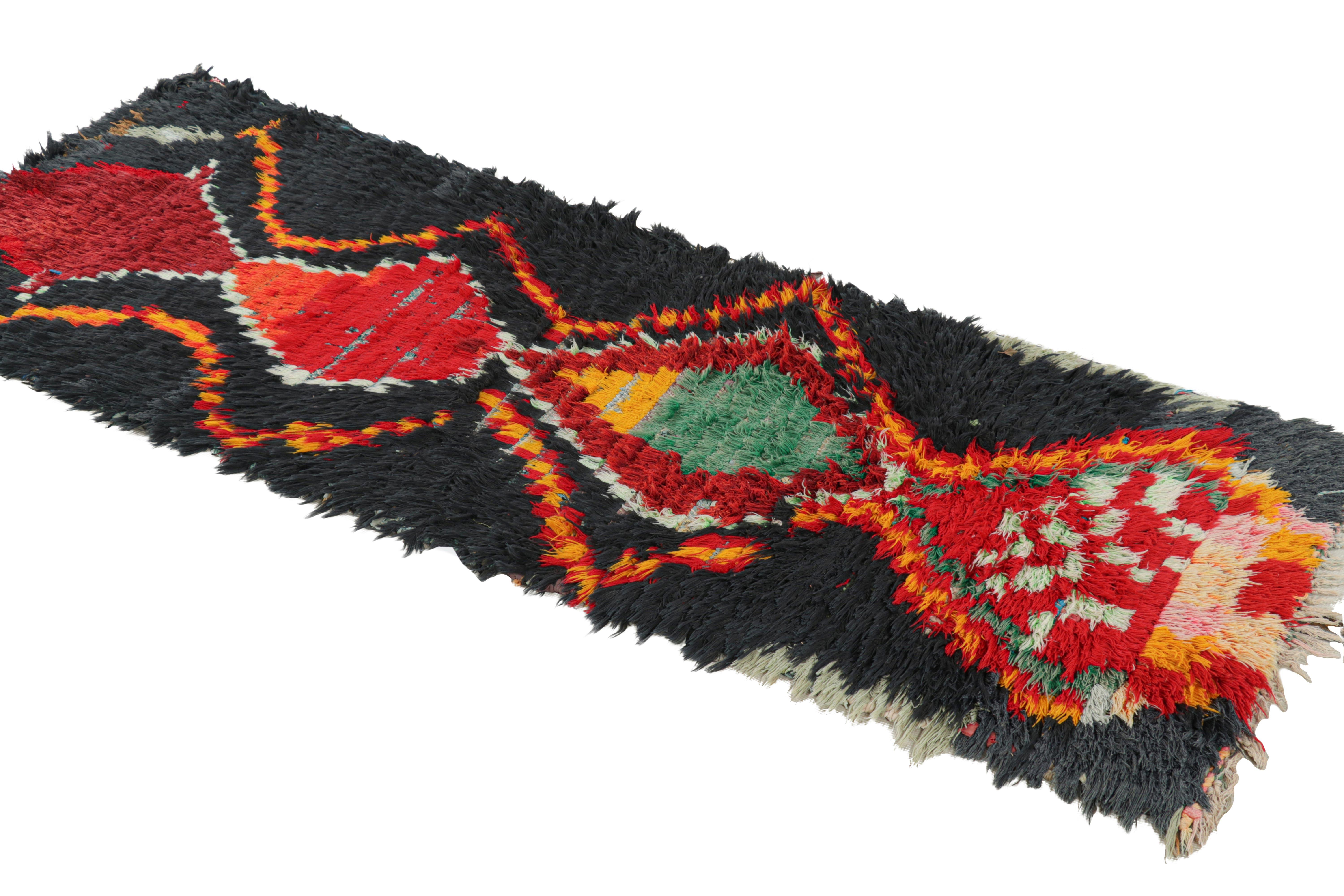 Mid-20th Century Vintage Moroccan Runner Rug with Red Lozenge Medallions, from Rug & Kilim For Sale