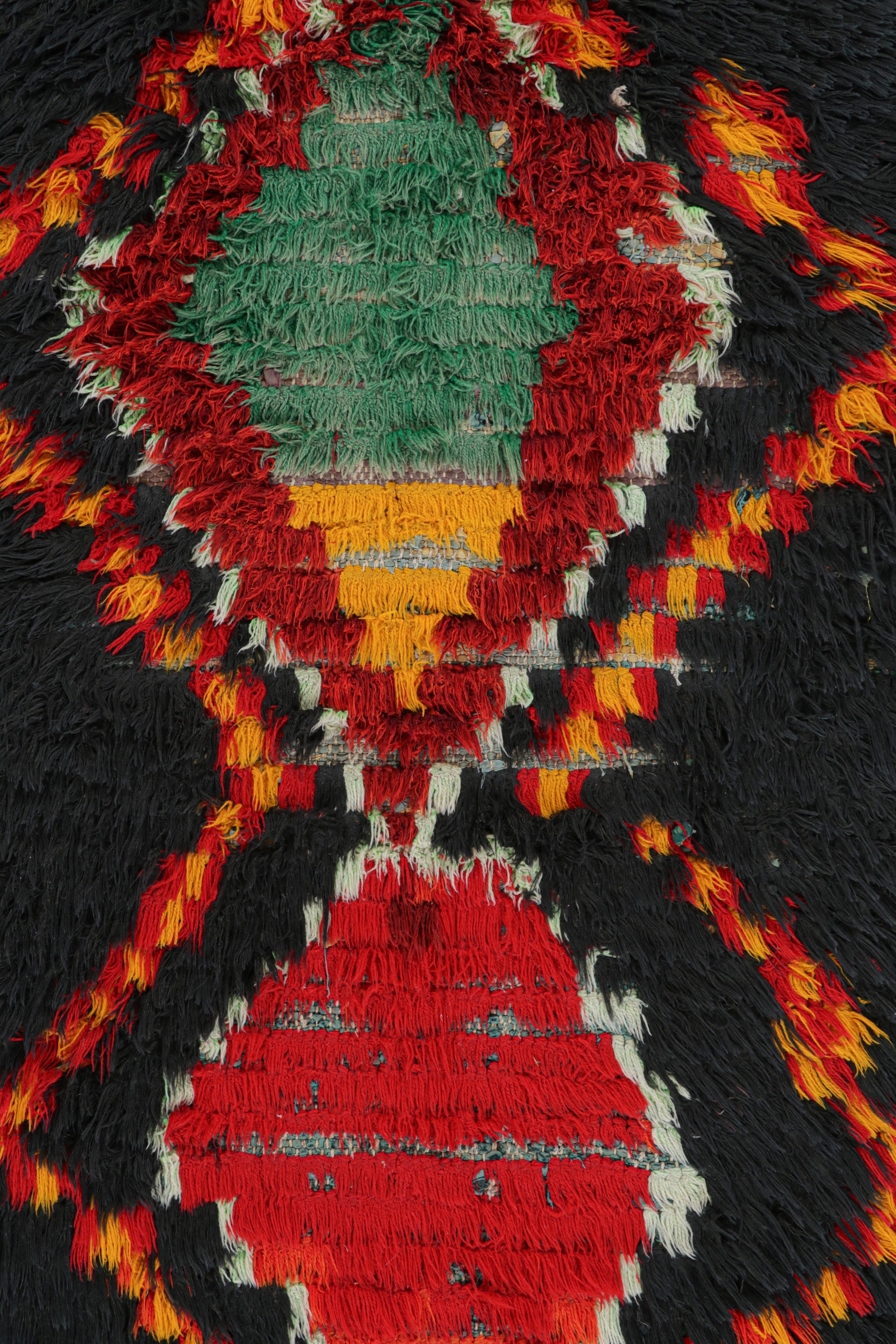 Wool Vintage Moroccan Runner Rug with Red Lozenge Medallions, from Rug & Kilim For Sale