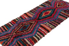 Vintage Moroccan Runner Rug with Stripes & Diamond Medallions, from Rug & Kilim