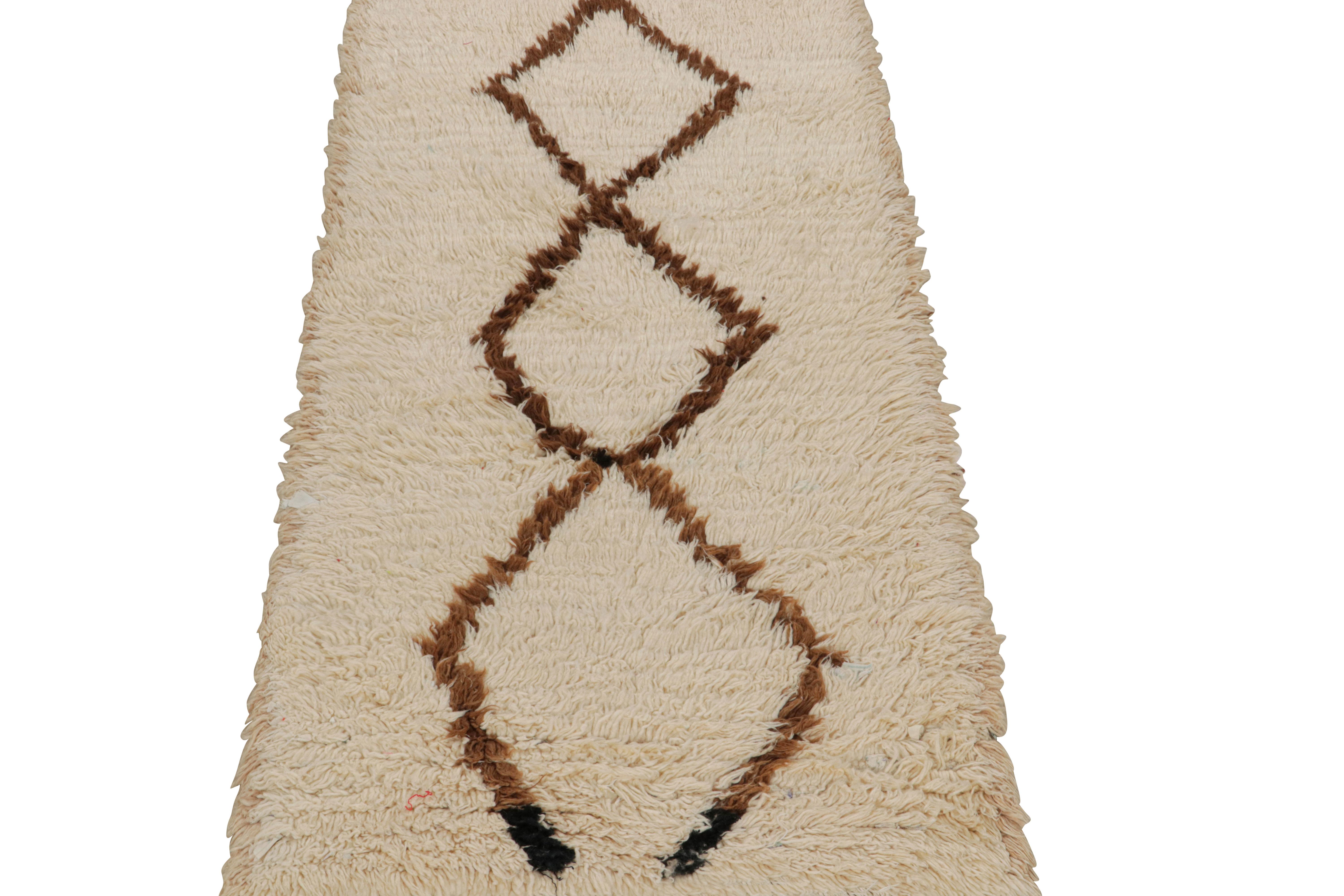 Hand-Knotted Vintage Moroccan Runner Rug with Stripes & Diamond Medallions, from Rug & Kilim  For Sale