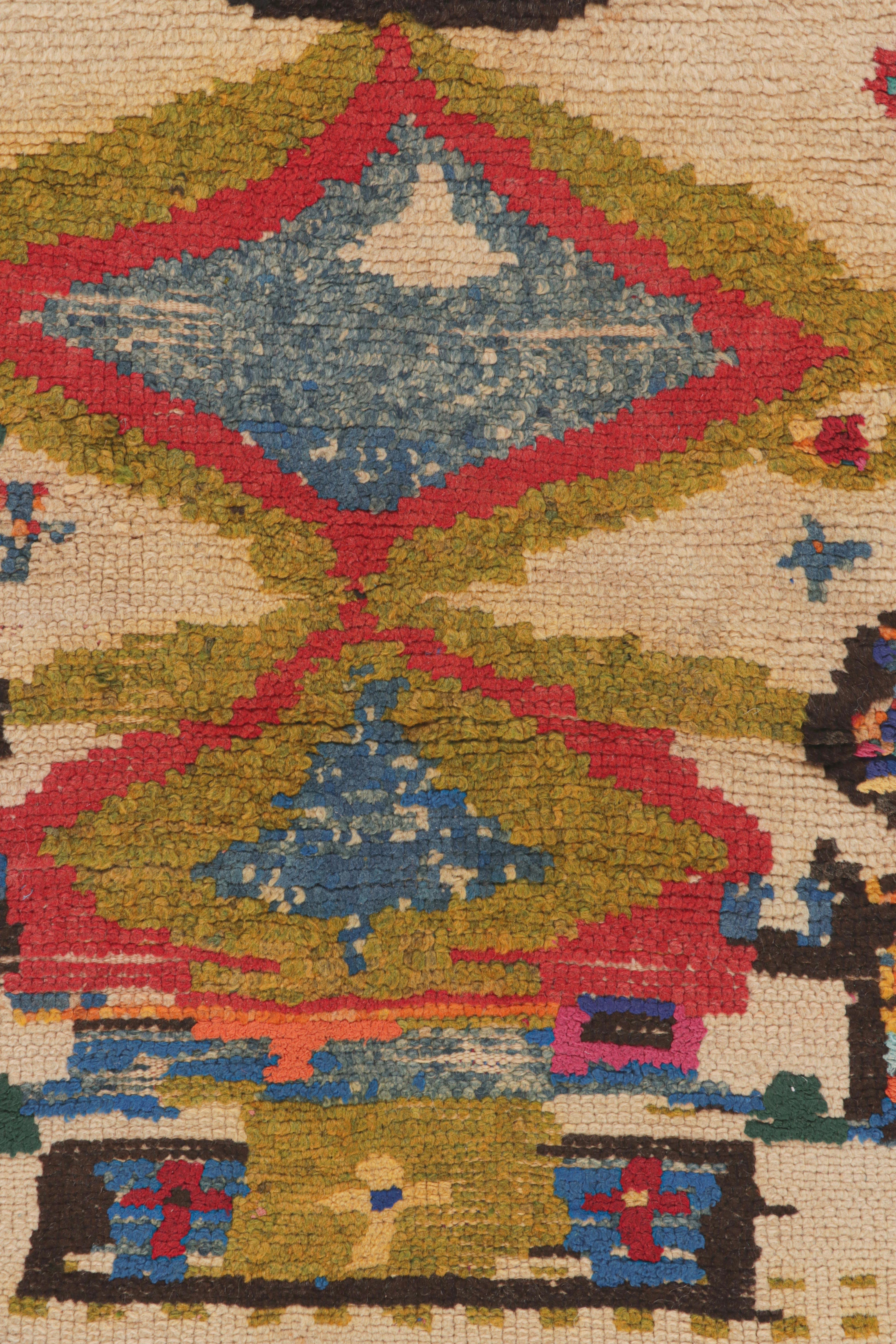 Hand-Knotted Vintage Moroccan Runner Rug with Vibrant Geometric Patterns, from Rug & Kilim For Sale