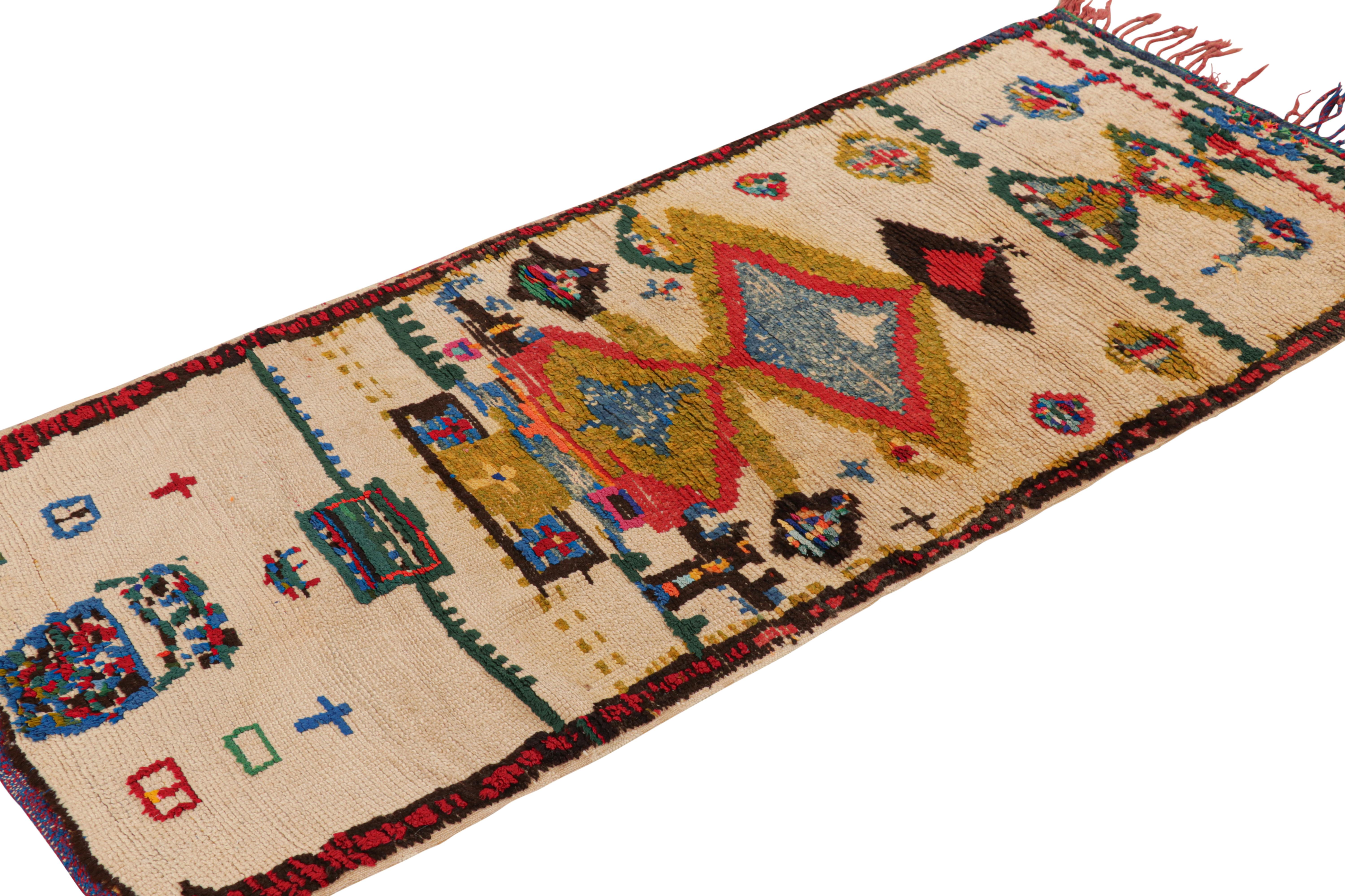 Vintage Moroccan Runner Rug with Vibrant Geometric Patterns, from Rug & Kilim In Good Condition For Sale In Long Island City, NY