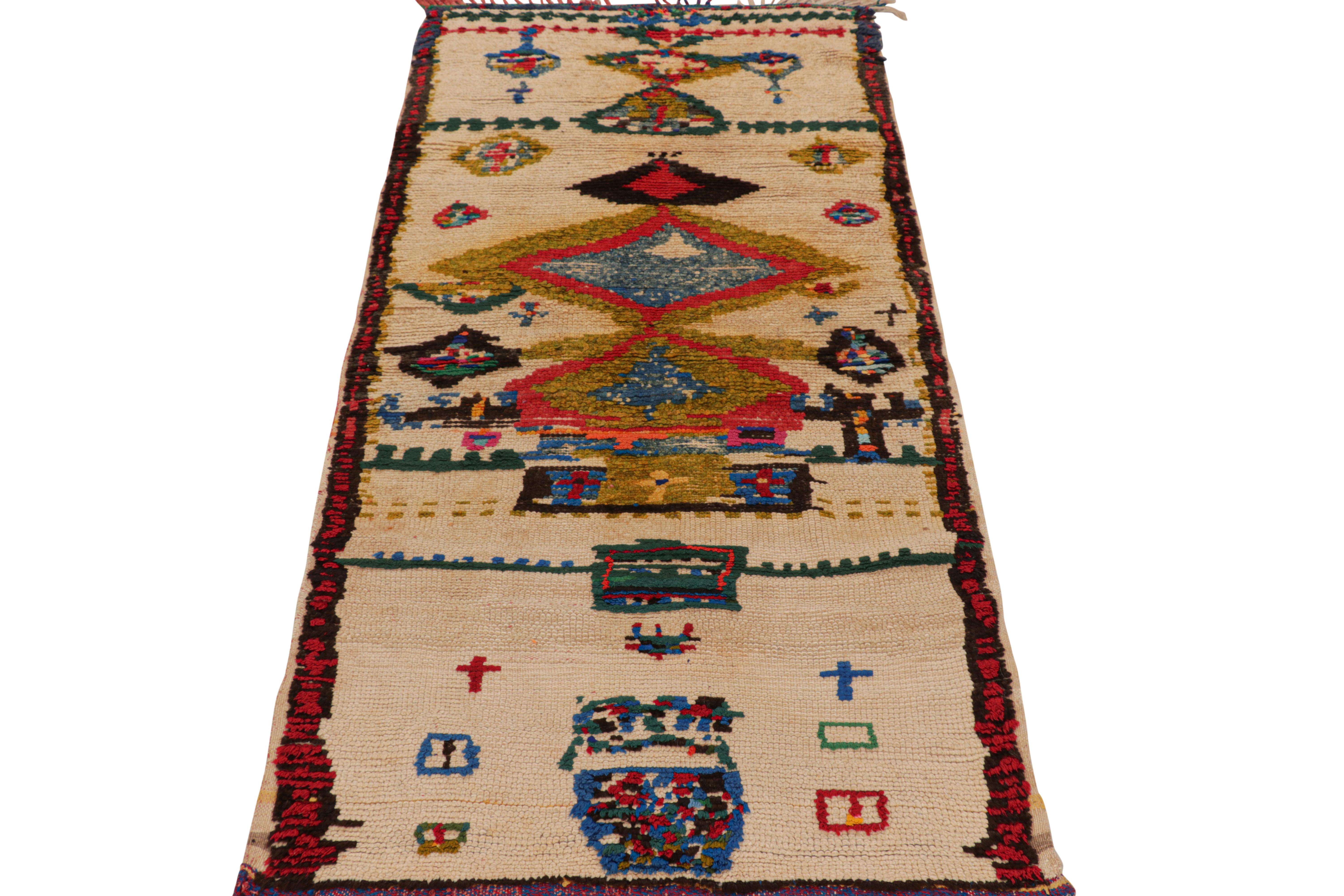 Mid-20th Century Vintage Moroccan Runner Rug with Vibrant Geometric Patterns, from Rug & Kilim For Sale