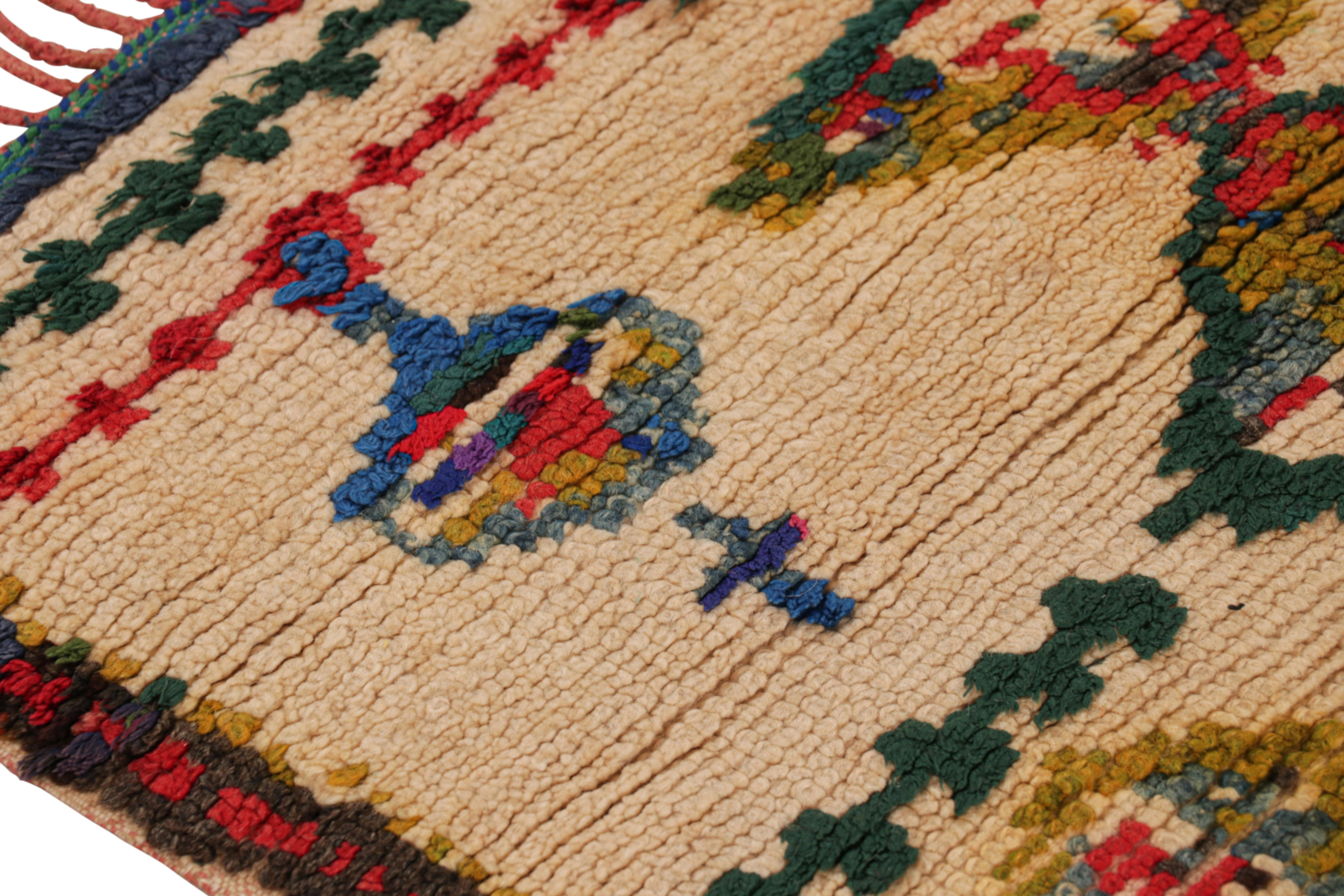 Wool Vintage Moroccan Runner Rug with Vibrant Geometric Patterns, from Rug & Kilim For Sale