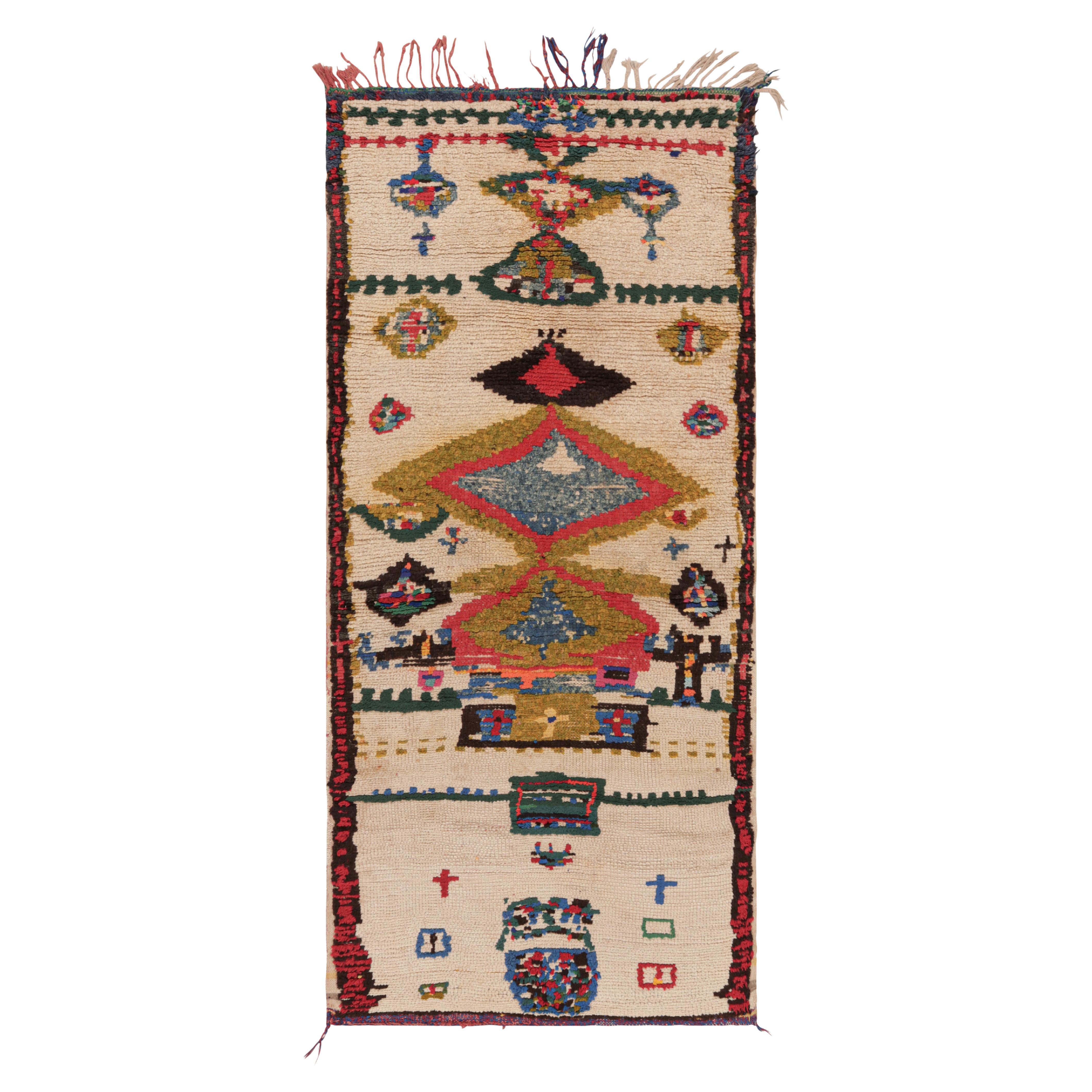 Vintage Moroccan Runner Rug with Vibrant Geometric Patterns, from Rug & Kilim