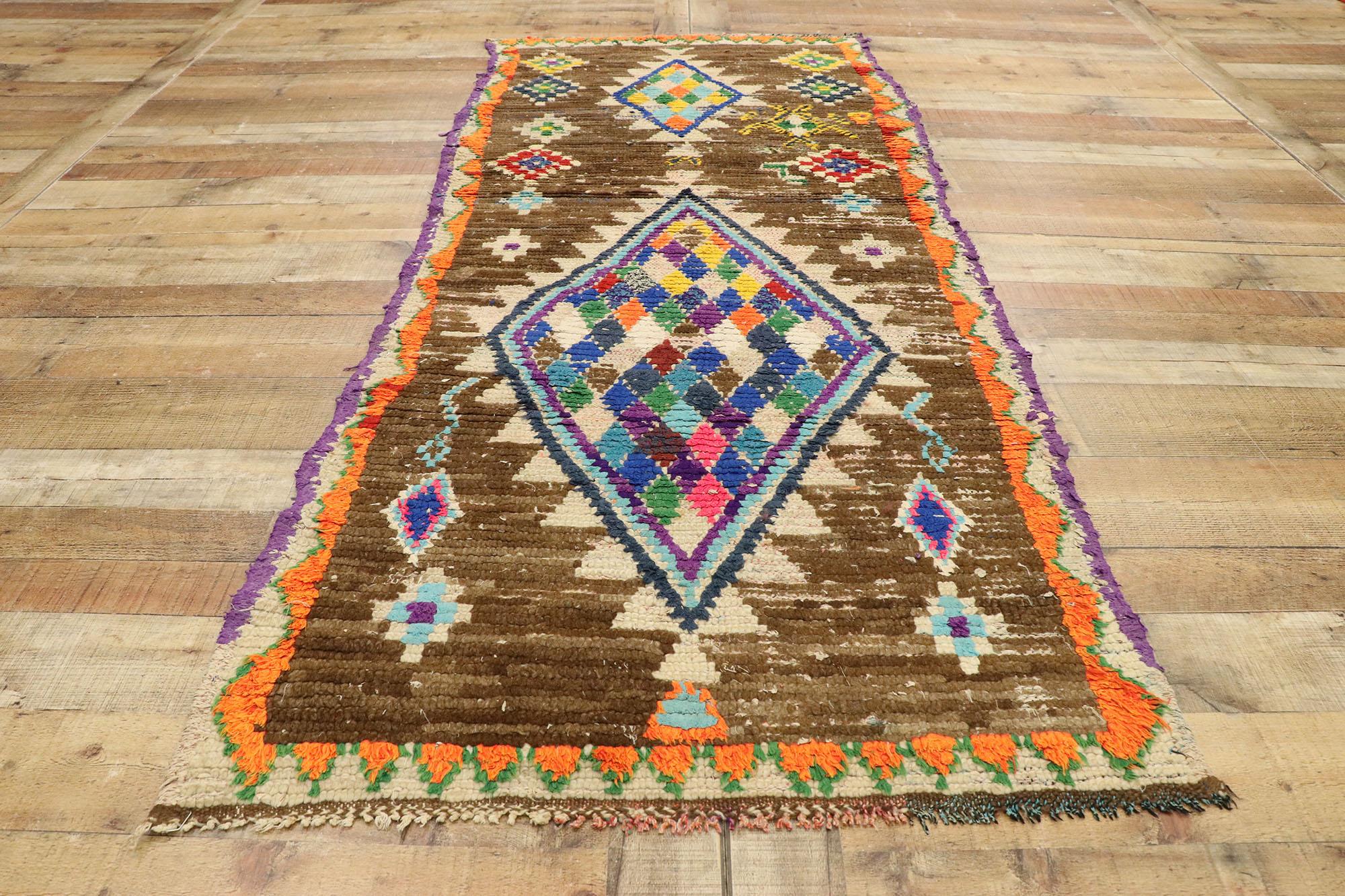 Vintage Moroccan Azilal Rag Rug, Maximalist Boho Meets Tribal Enchantment For Sale 1