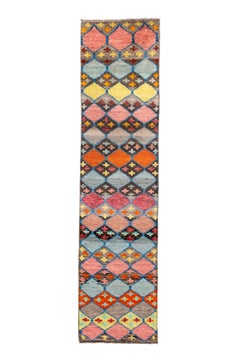 Chemin de table marocain vintage avec design en treillis coloré