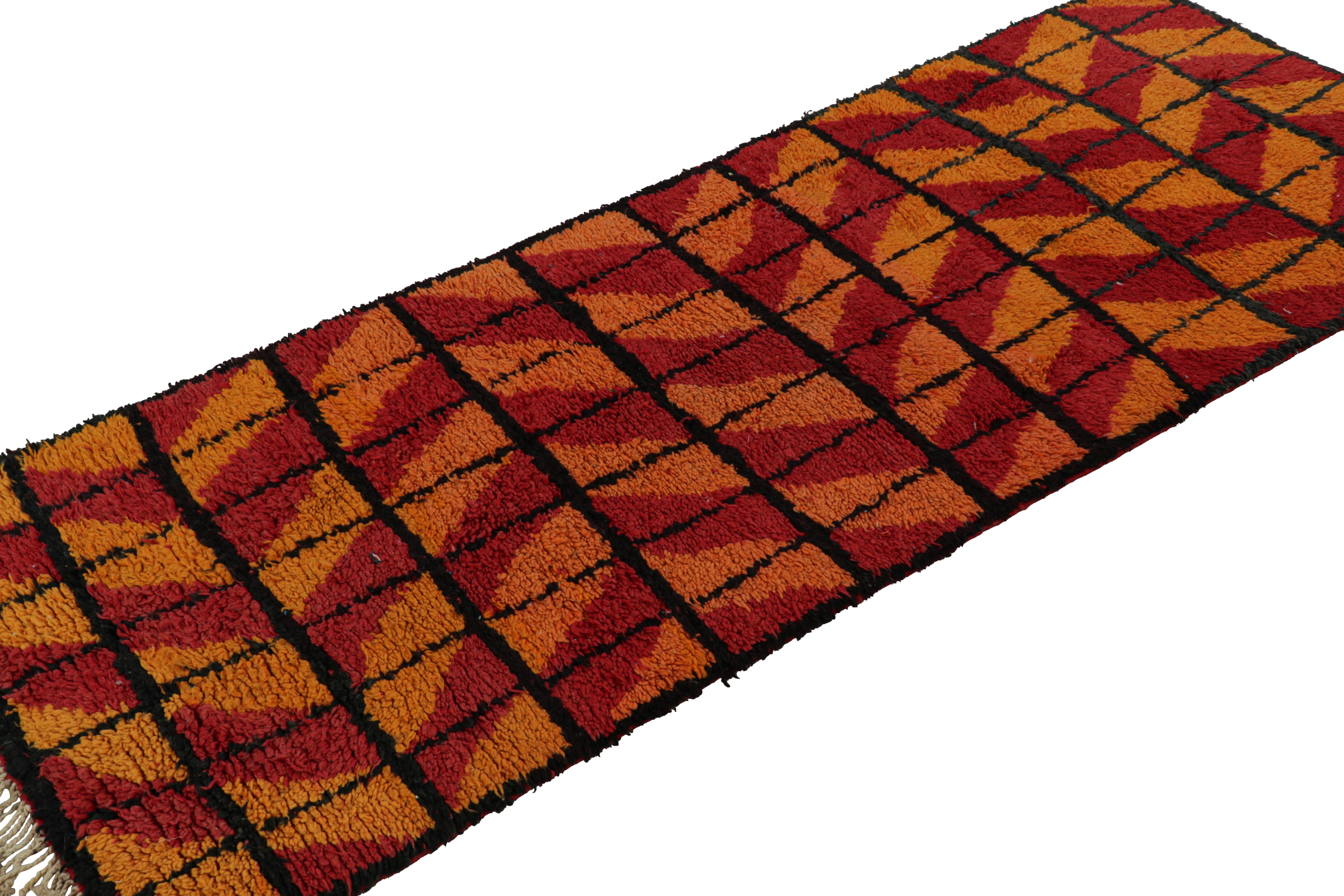 Vintage Moroccan Runner with Gold and Pink Geometric Patterns, from Rug & Kilim In Good Condition For Sale In Long Island City, NY