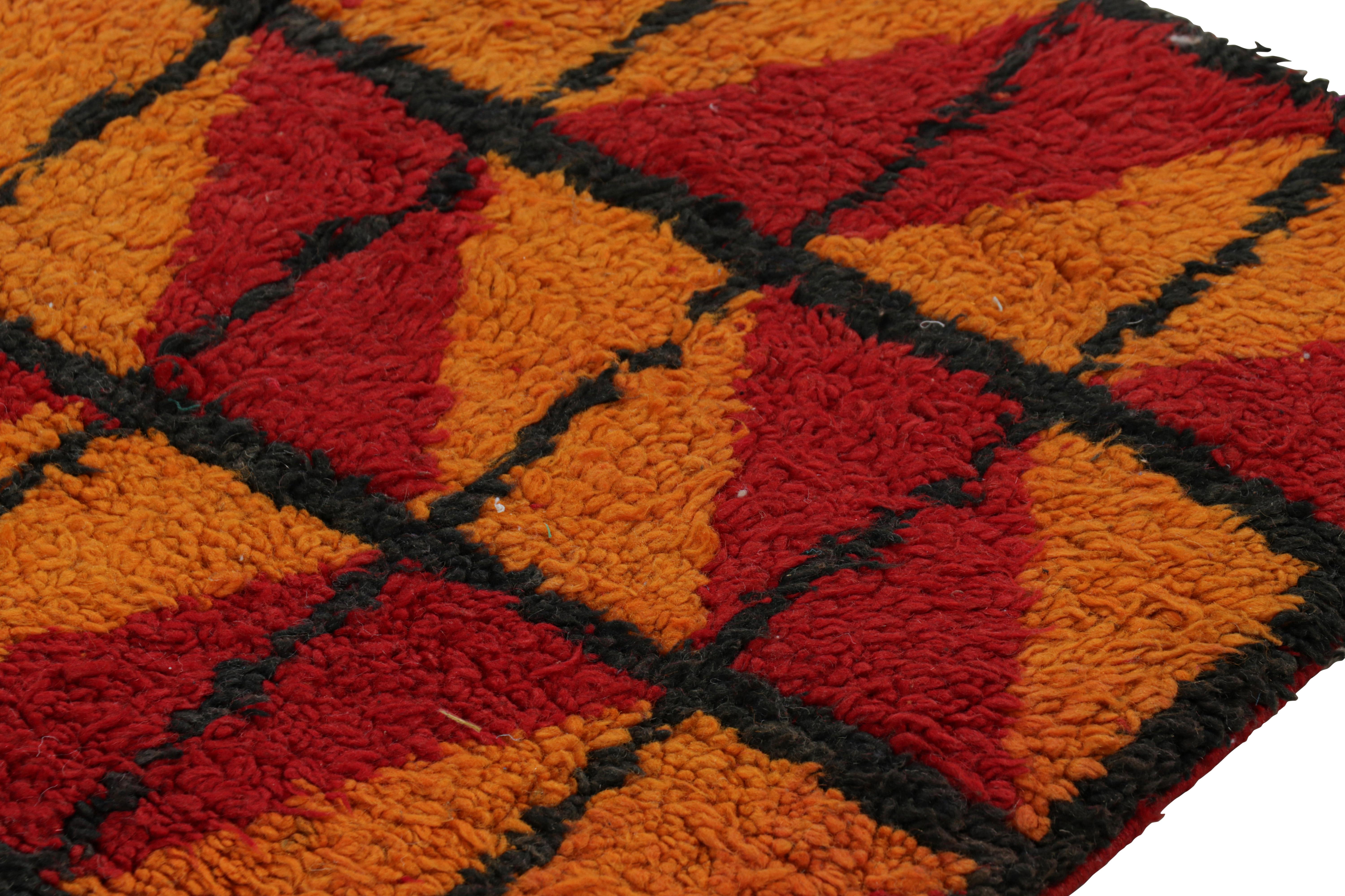 Wool Vintage Moroccan Runner with Gold and Pink Geometric Patterns, from Rug & Kilim For Sale