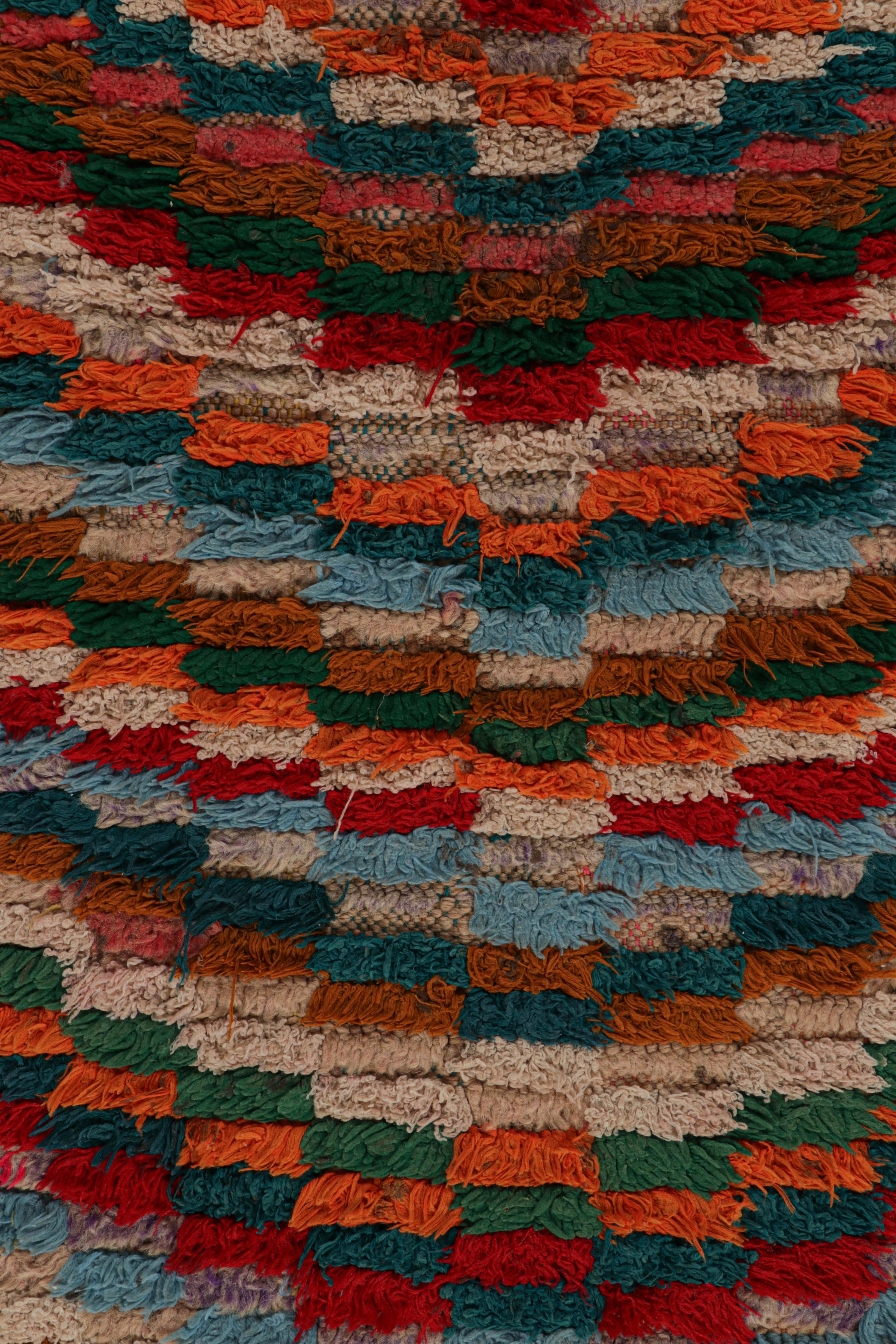 Hand-Knotted Vintage Moroccan Runner with Polychromatic Chevron Patterns, from Rug & Kilim For Sale