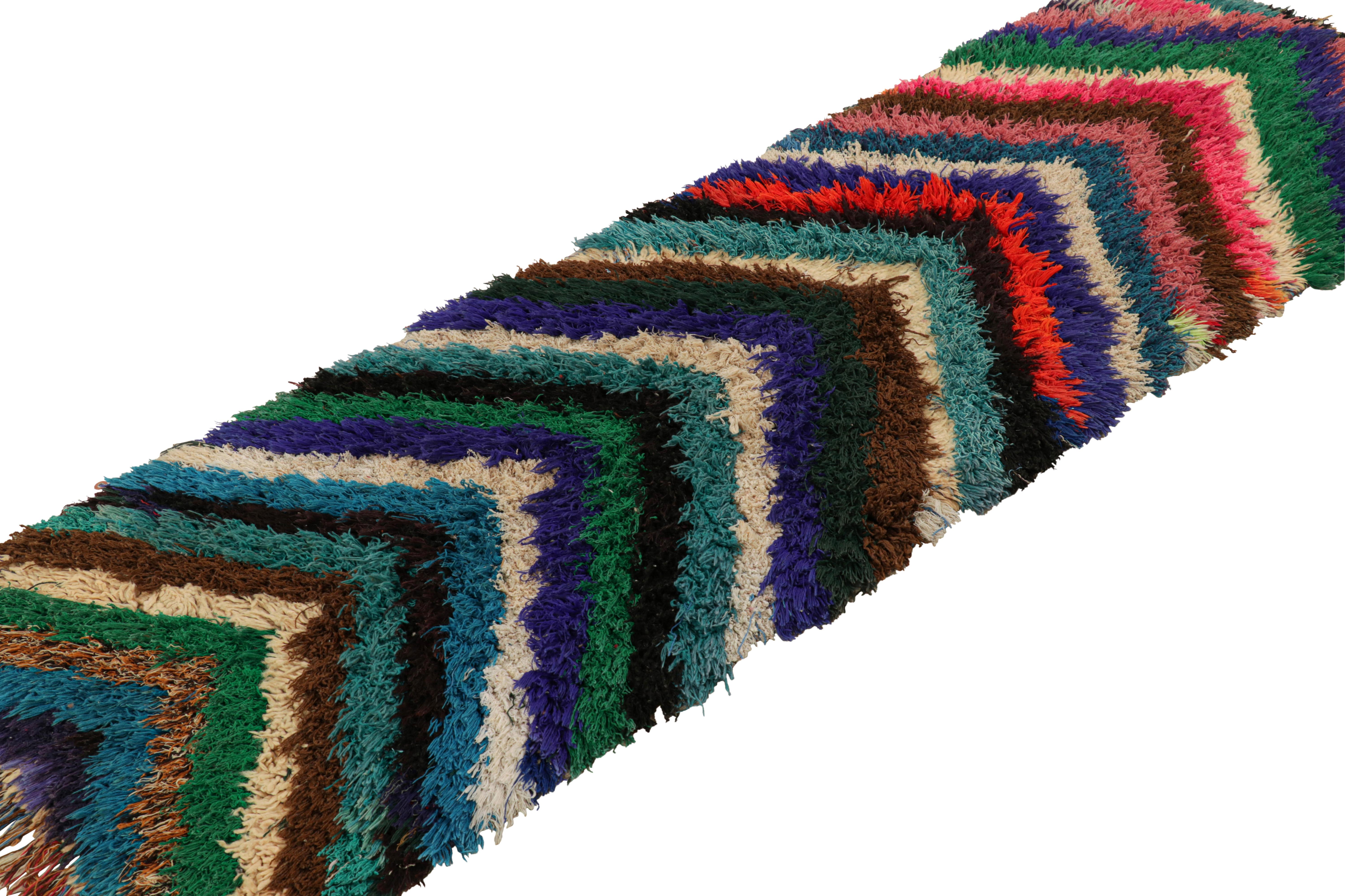 Vintage Moroccan Runner with Polychromatic Chevron Patterns, from Rug & Kilim In Good Condition For Sale In Long Island City, NY