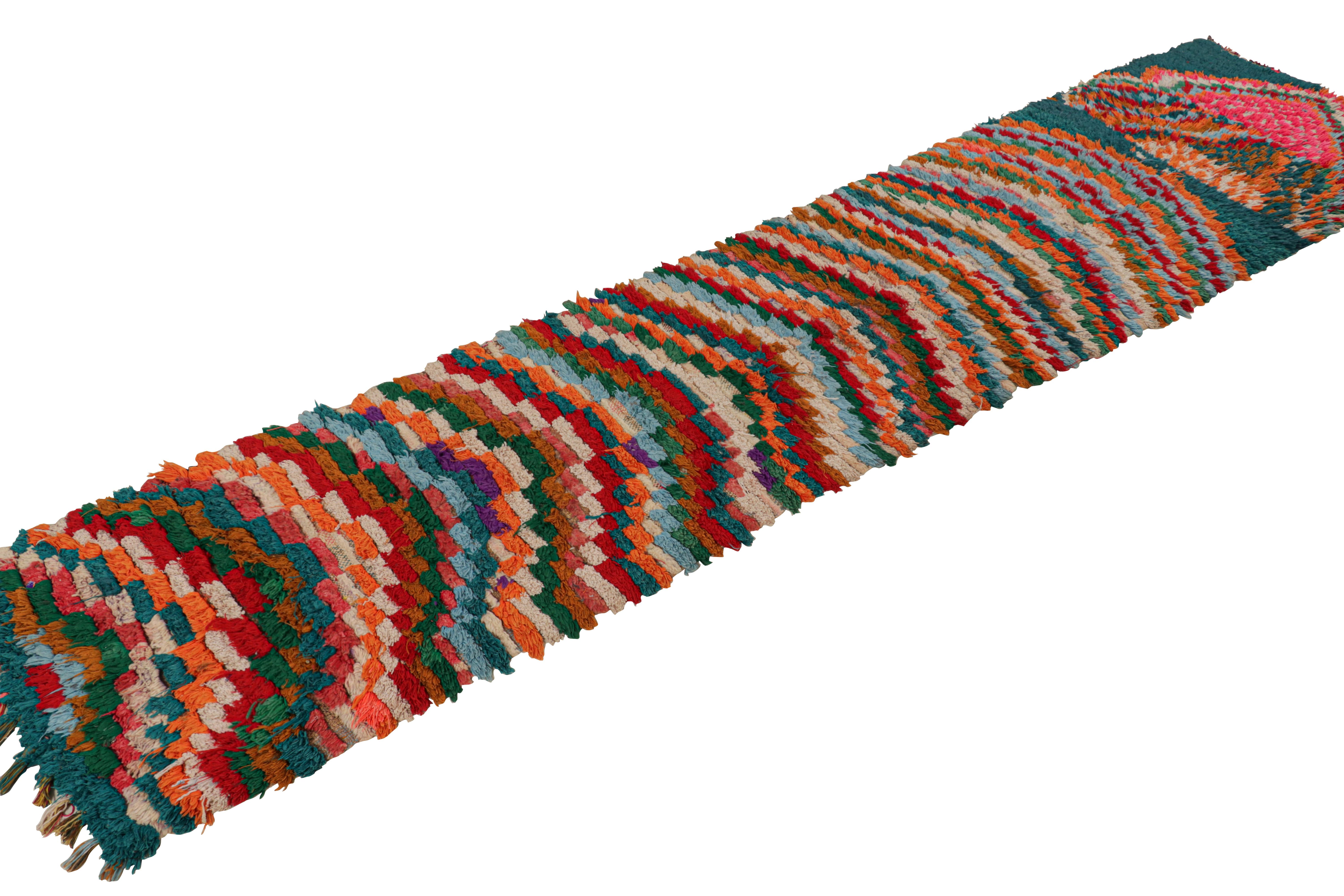 Vintage Moroccan Runner with Polychromatic Chevron Patterns, from Rug & Kilim In Good Condition For Sale In Long Island City, NY