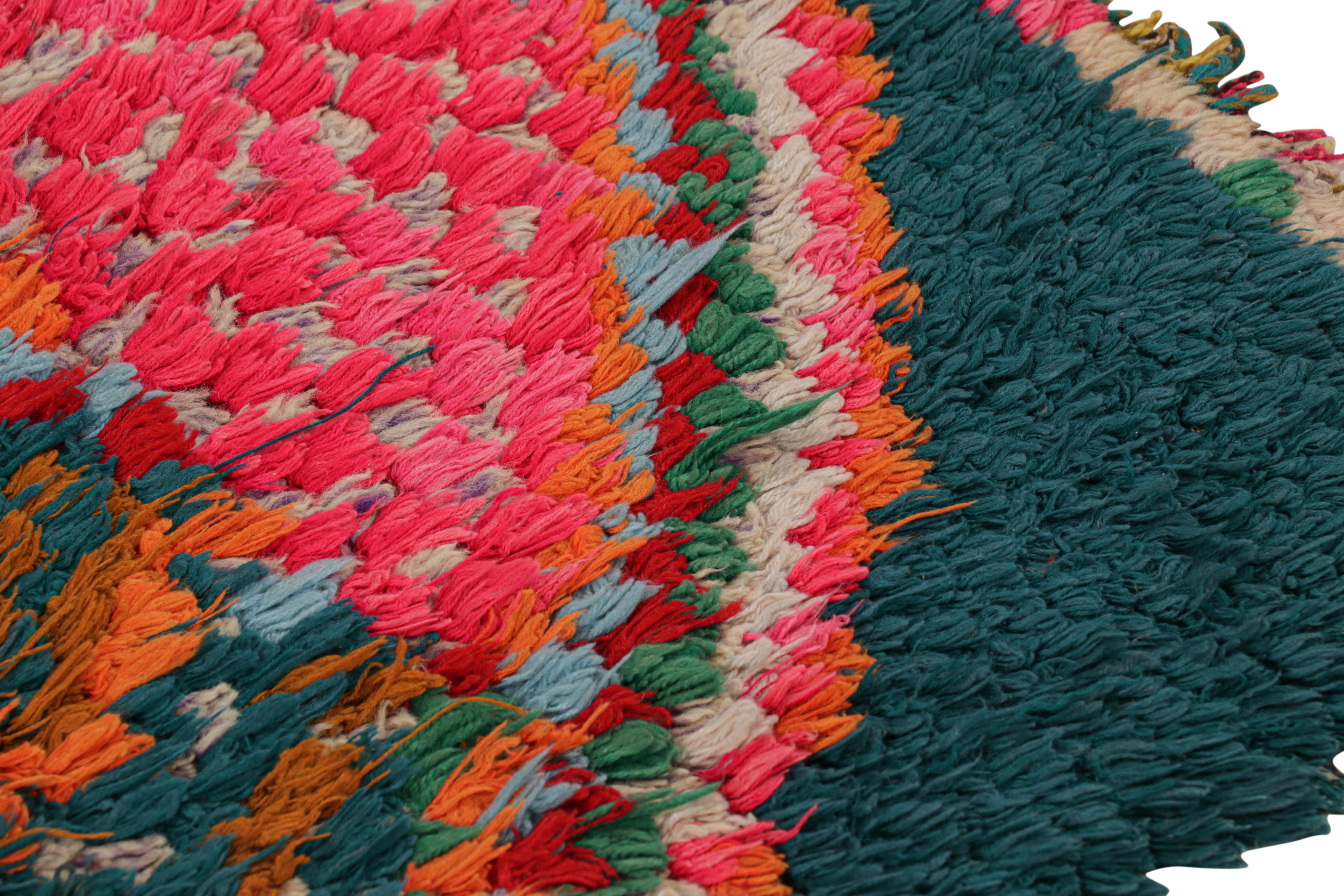 Wool Vintage Moroccan Runner with Polychromatic Chevron Patterns, from Rug & Kilim For Sale