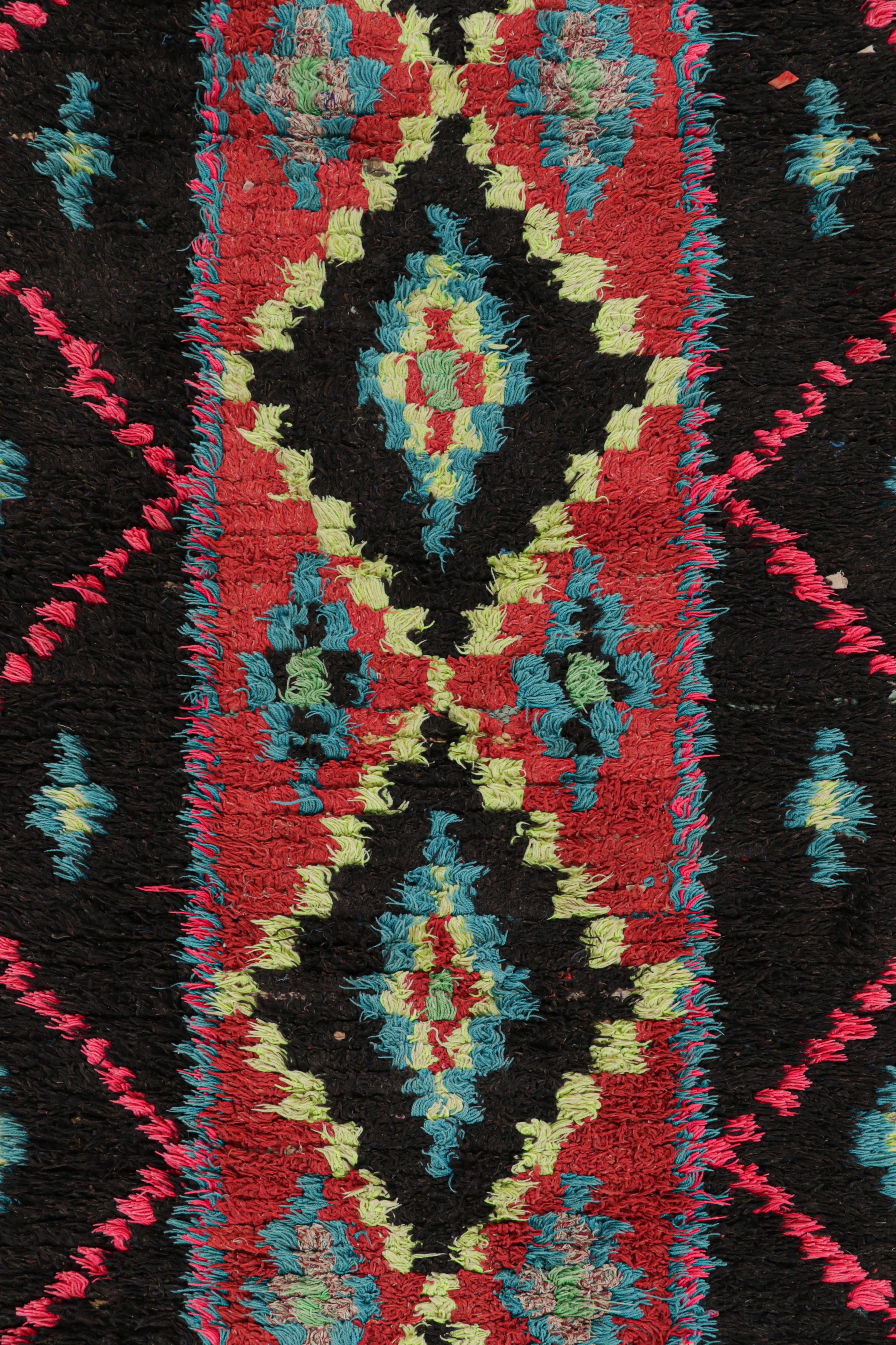 Hand-Knotted Vintage Moroccan Runner with Polychromatic Diamond Medallion, from Rug & Kilim For Sale