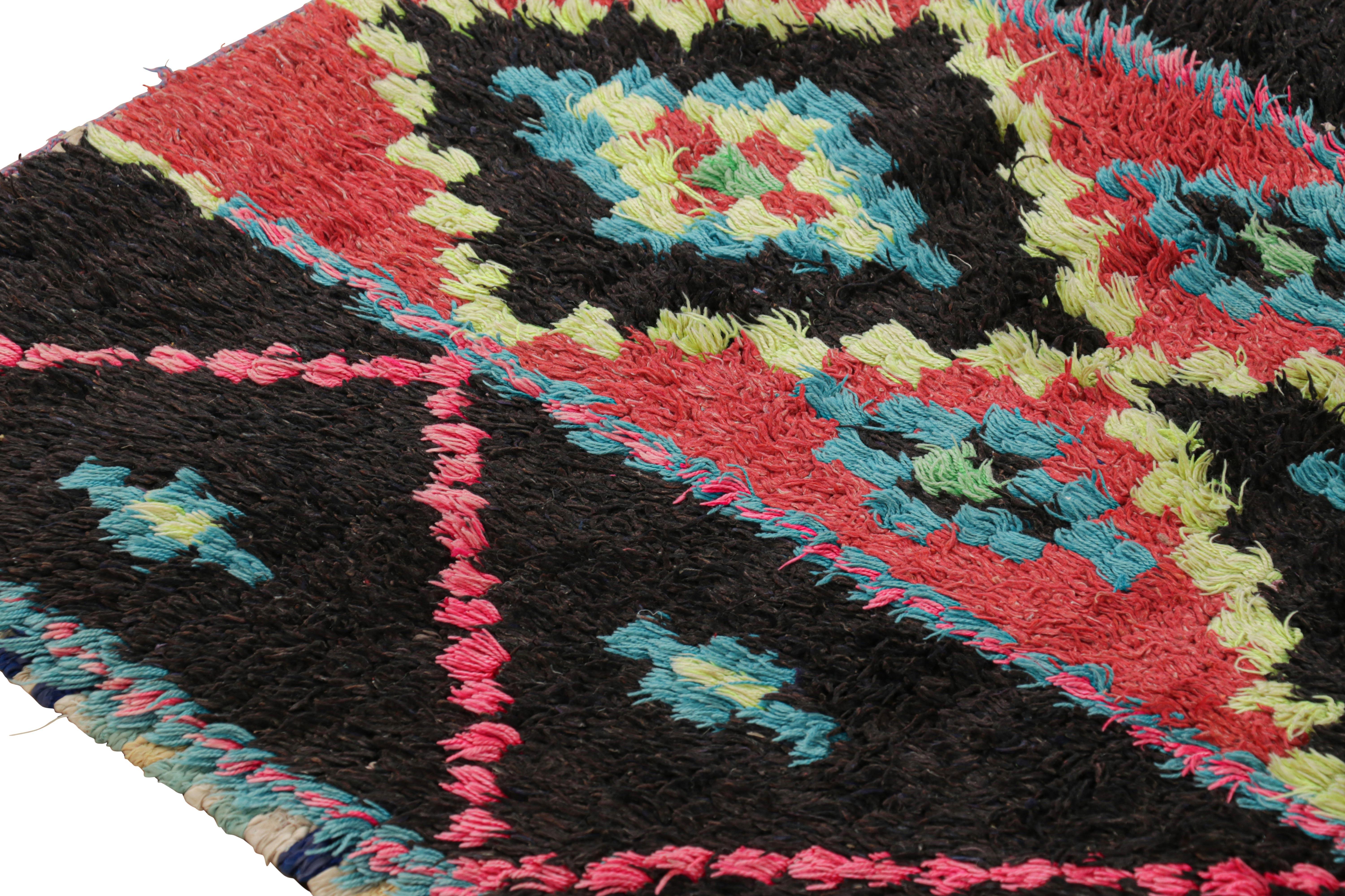 Wool Vintage Moroccan Runner with Polychromatic Diamond Medallion, from Rug & Kilim For Sale