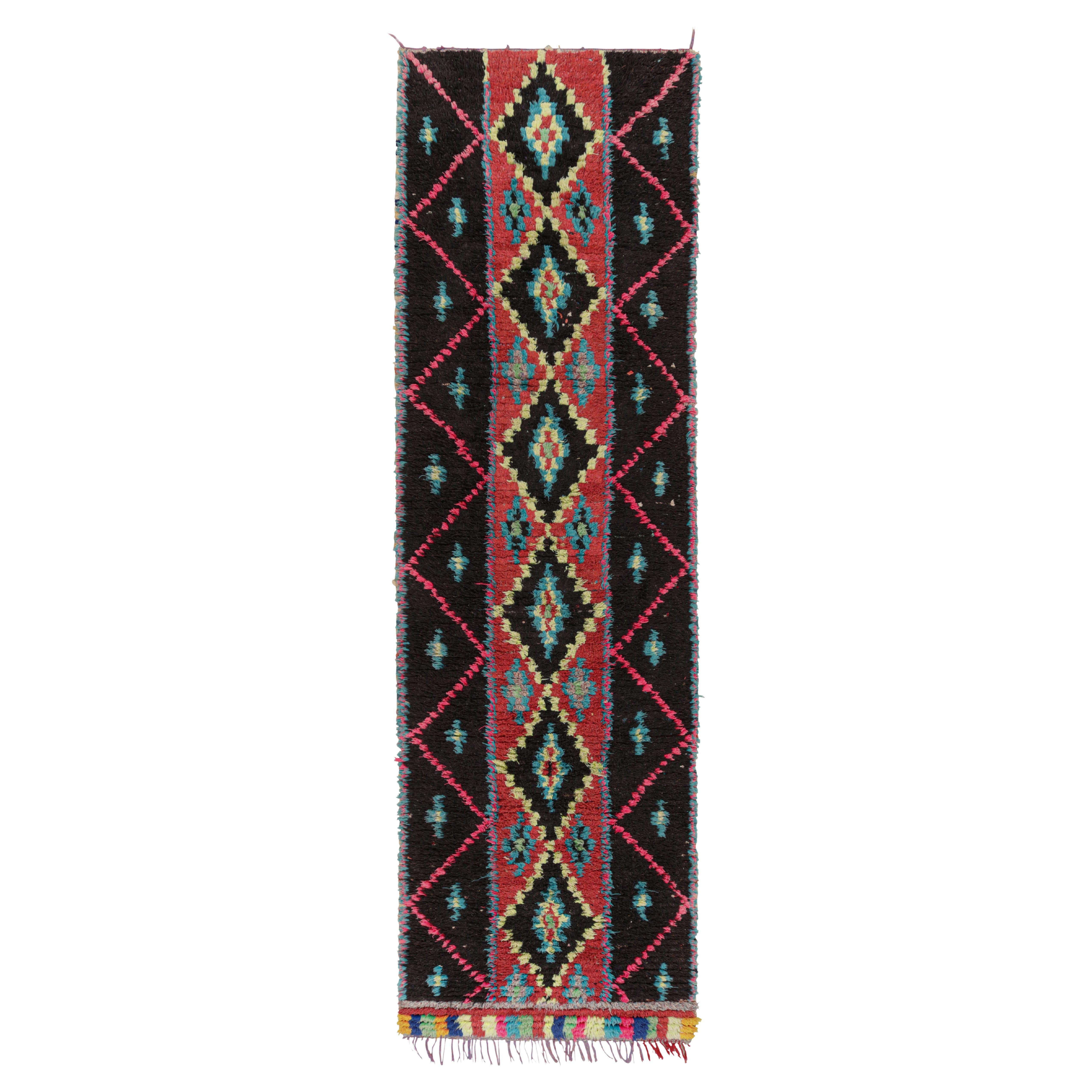 Vintage Moroccan Runner with Polychromatic Diamond Medallion, from Rug & Kilim