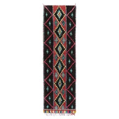 Vintage Moroccan Runner with Polychromatic Diamond Medallion, from Rug & Kilim