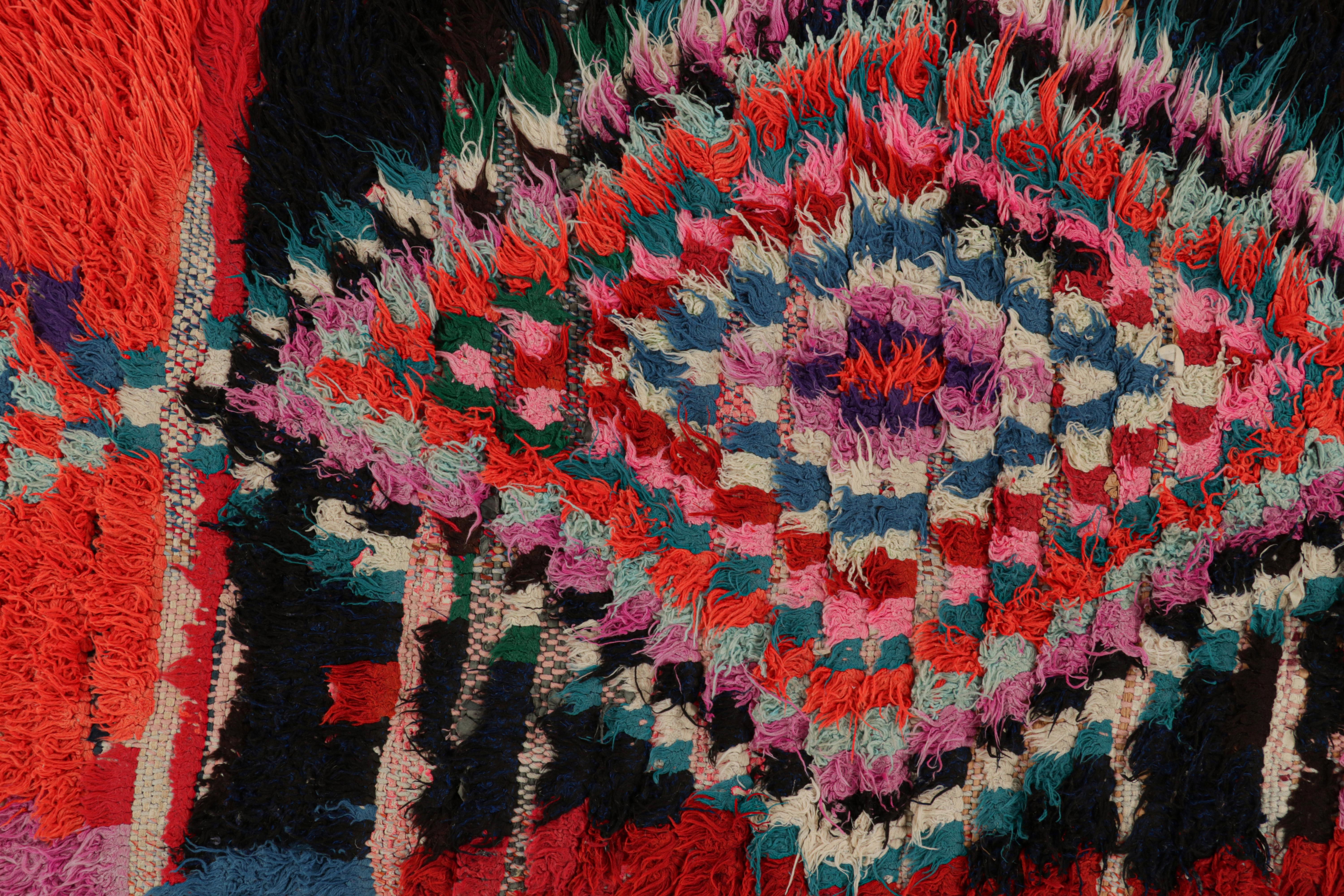 Hand-Knotted Vintage Moroccan Runner with Polychromatic Diamond Medallions, from Rug & Kilim For Sale