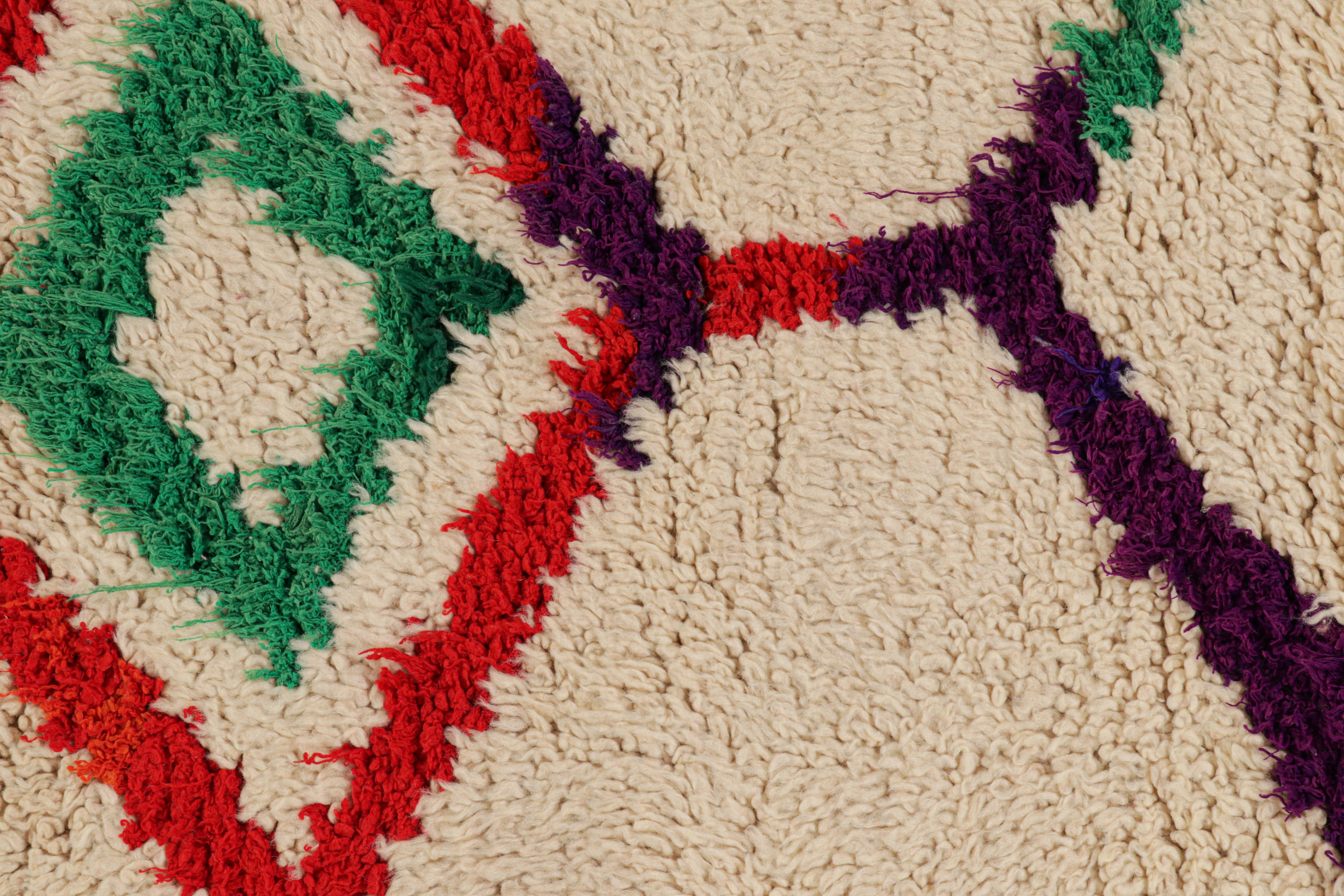 Hand-Knotted Vintage Moroccan Runner with Polychromatic Diamond Medallions, from Rug & Kilim For Sale