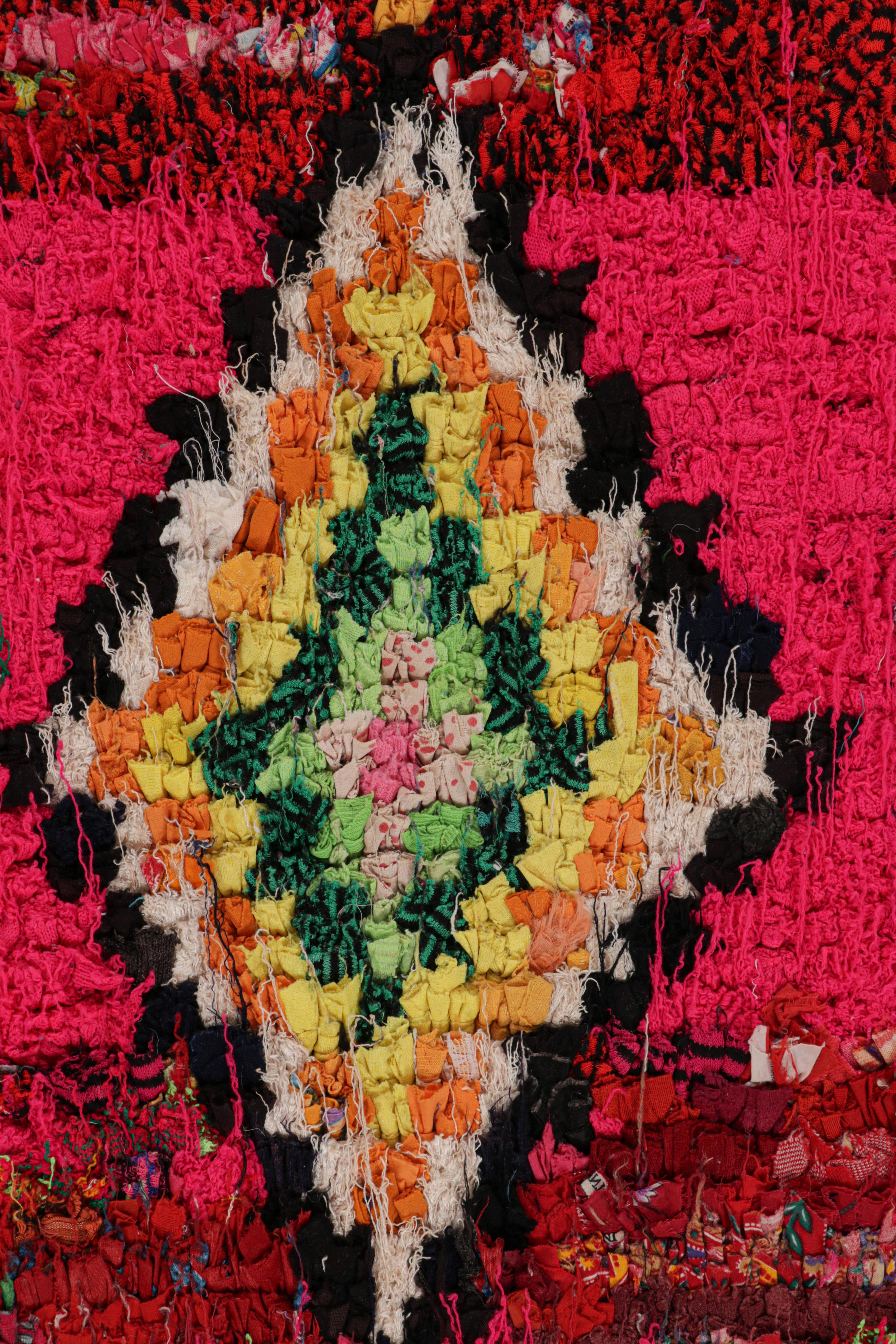 Hand-Knotted Vintage Moroccan Runner with Polychromatic Diamond Medallions, from Rug & Kilim For Sale