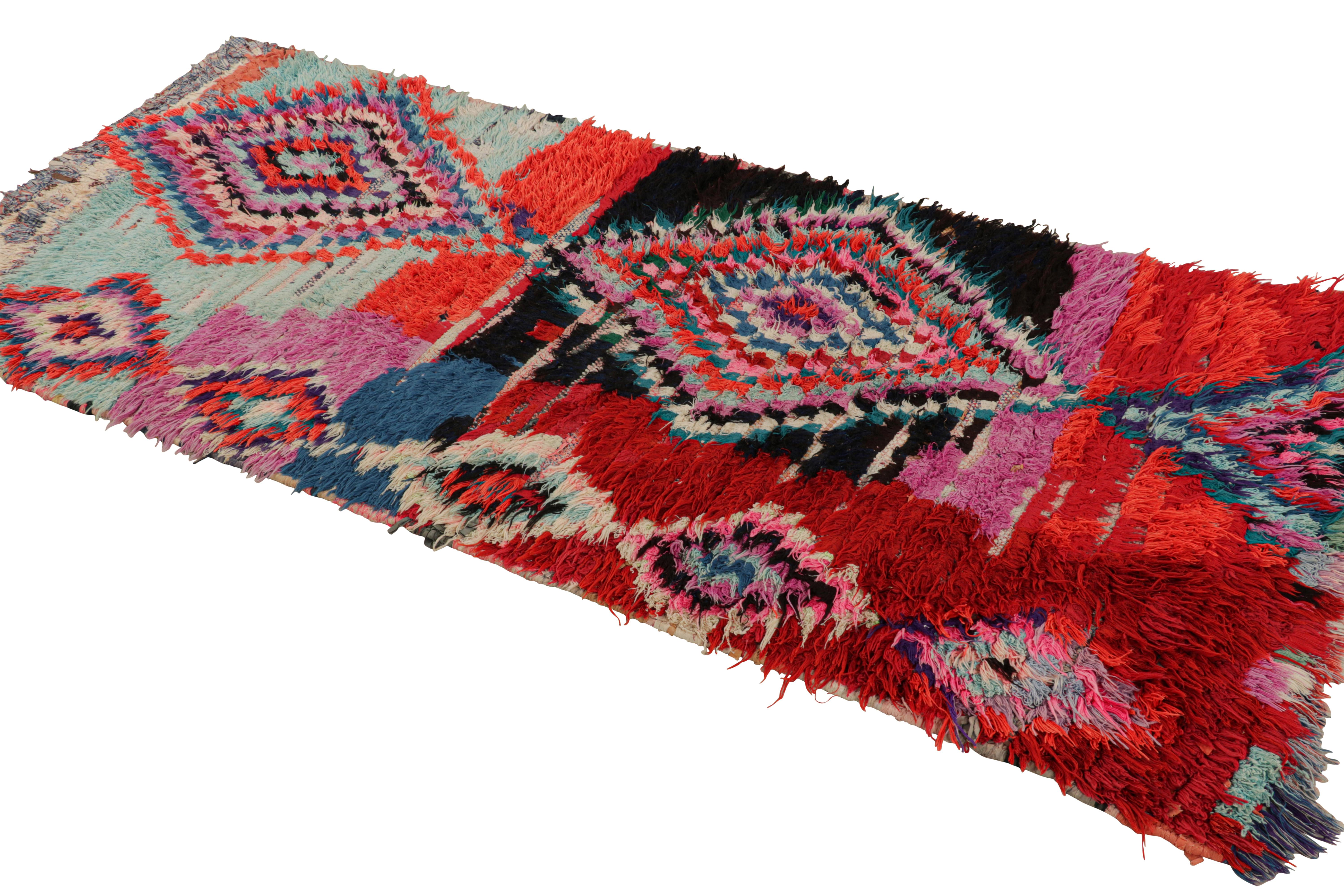 Vintage Moroccan Runner with Polychromatic Diamond Medallions, from Rug & Kilim In Good Condition For Sale In Long Island City, NY
