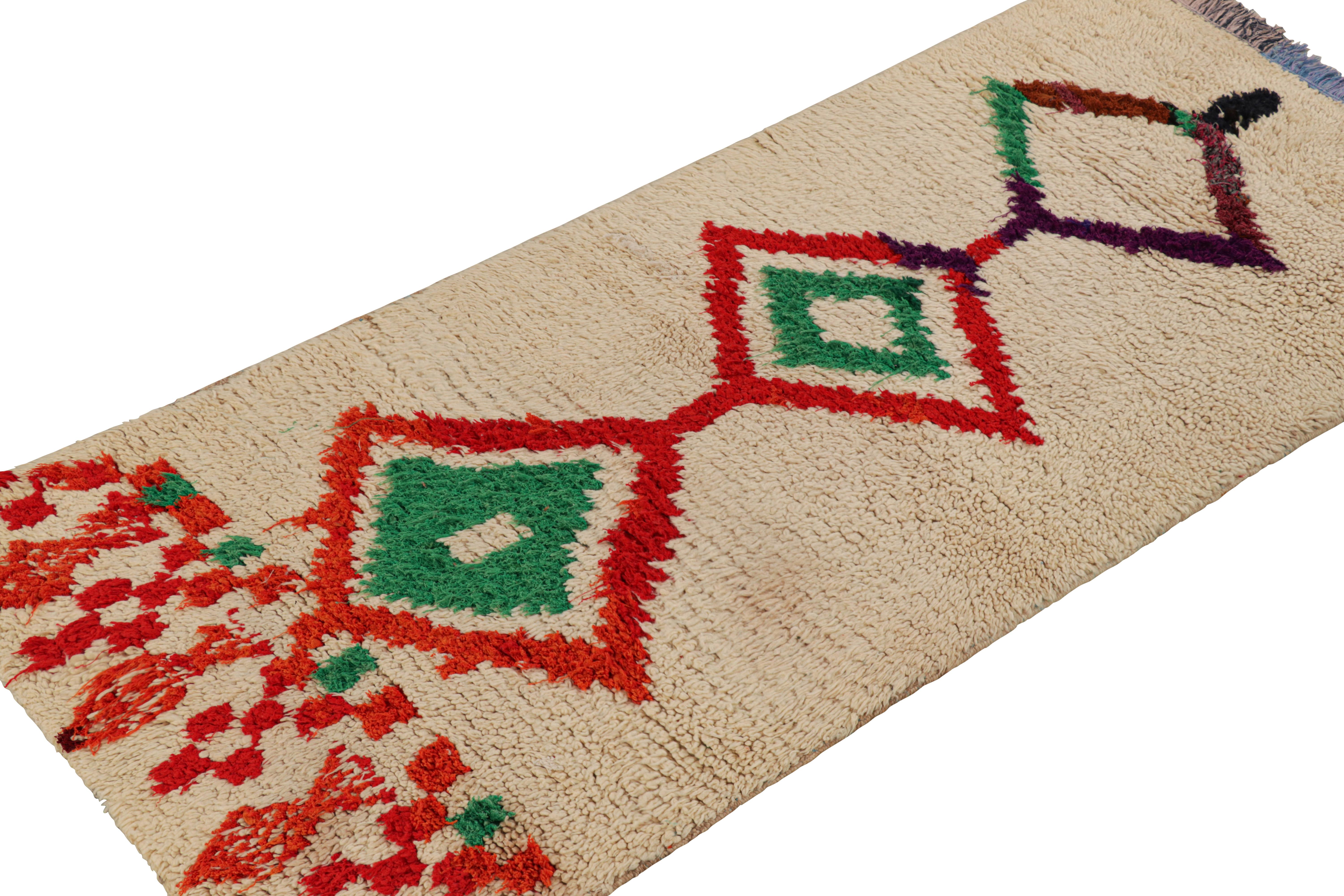 Vintage Moroccan Runner with Polychromatic Diamond Medallions, from Rug & Kilim In Good Condition For Sale In Long Island City, NY