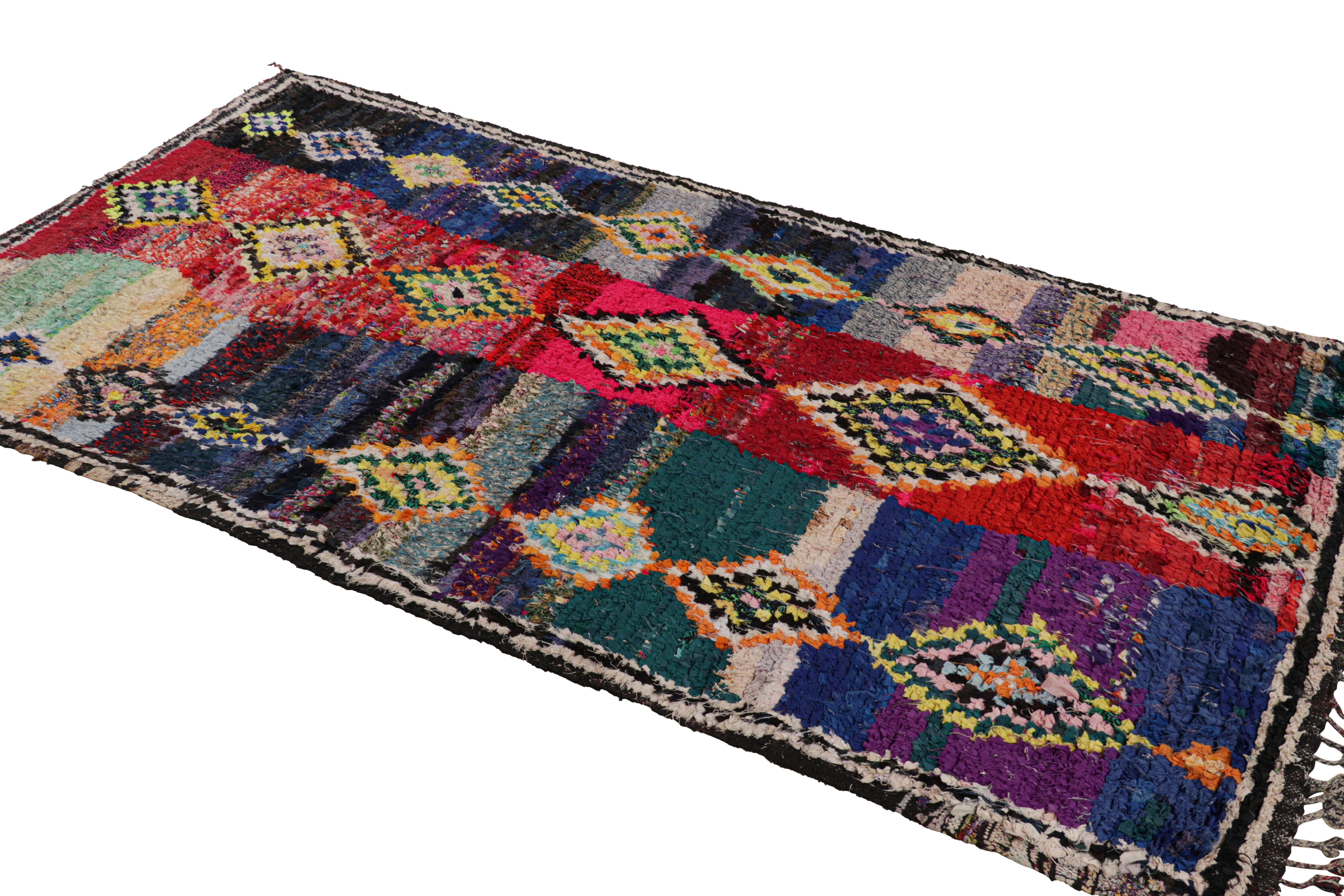 Vintage Moroccan Runner with Polychromatic Diamond Medallions, from Rug & Kilim In Good Condition For Sale In Long Island City, NY