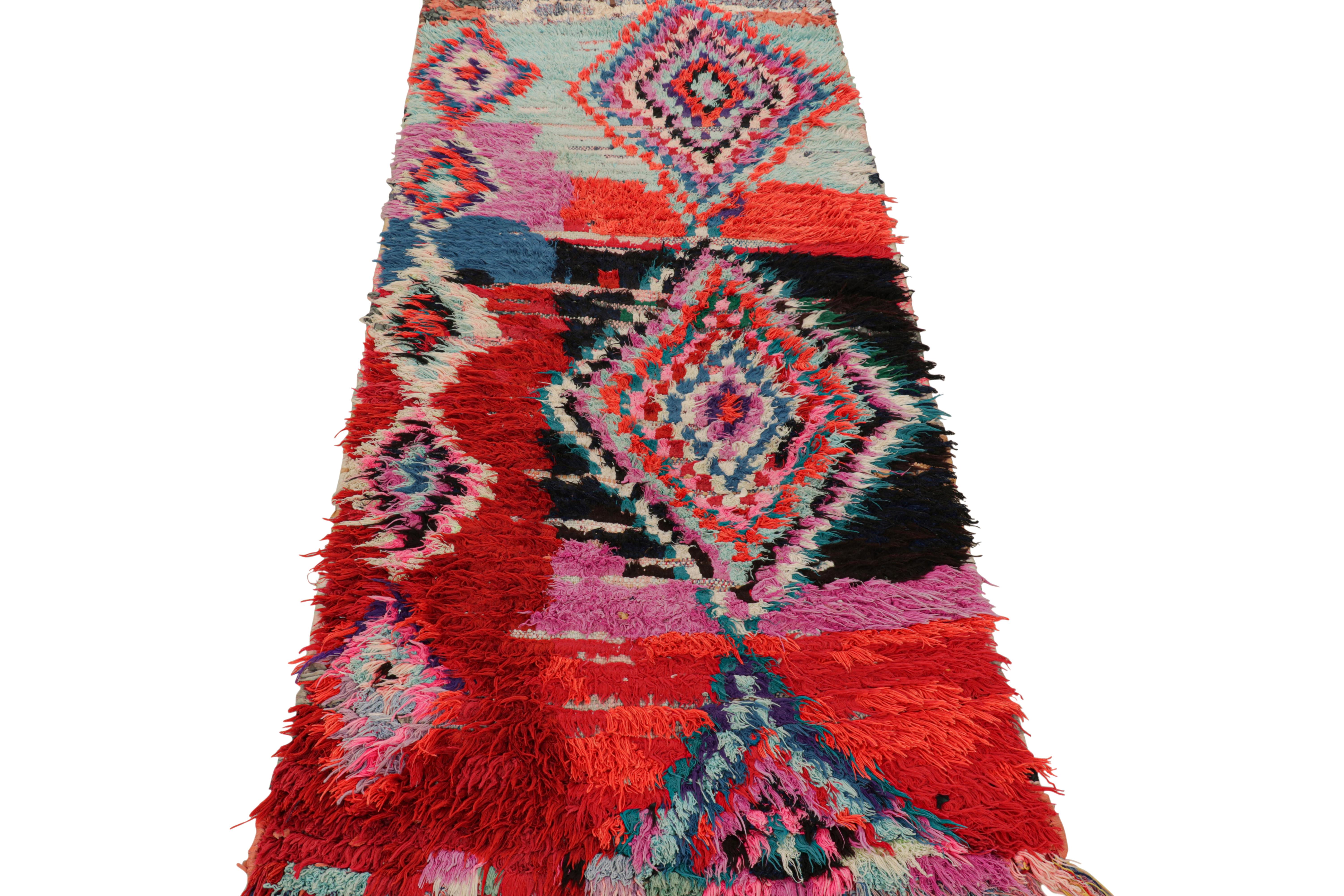 Mid-20th Century Vintage Moroccan Runner with Polychromatic Diamond Medallions, from Rug & Kilim For Sale