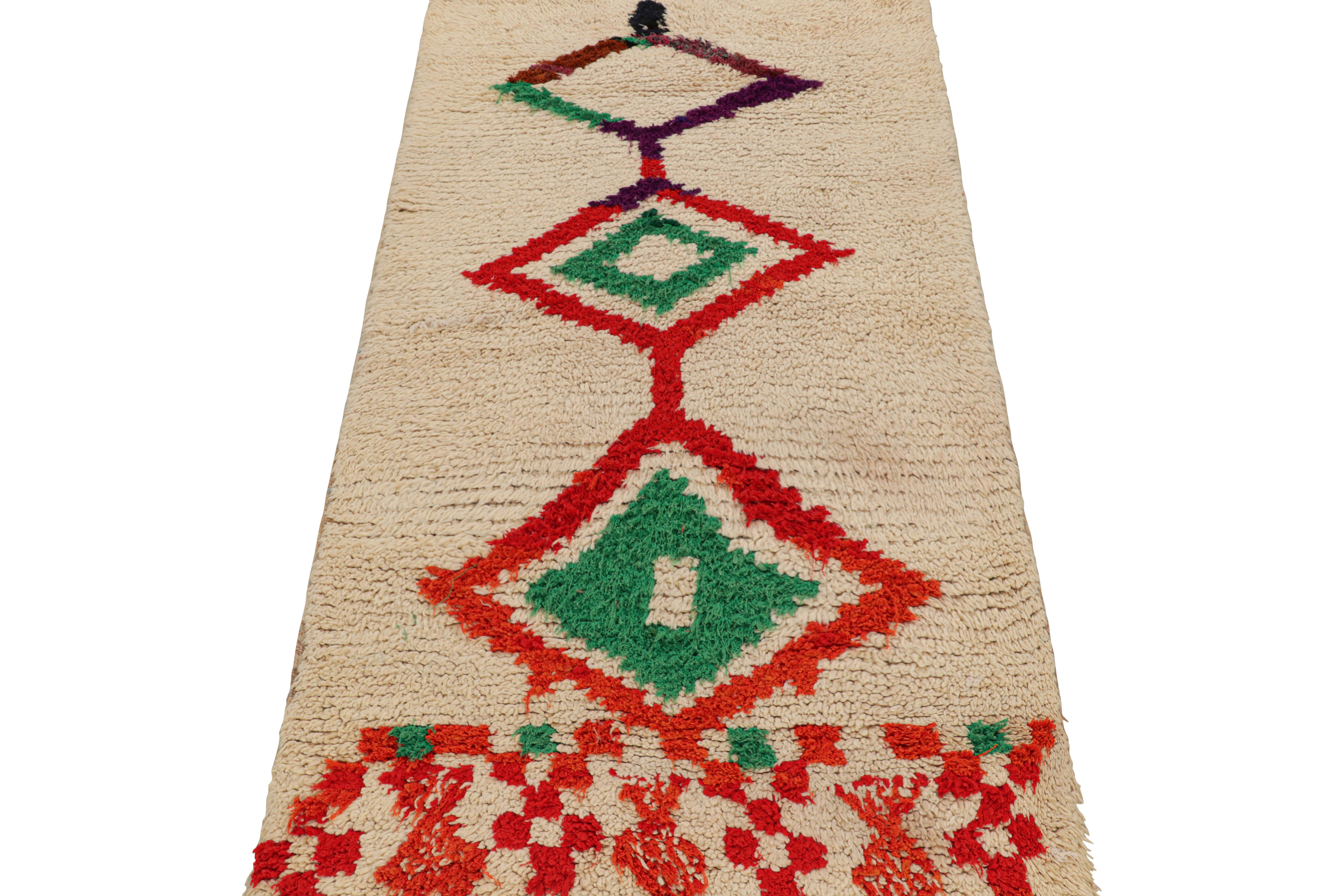 Mid-20th Century Vintage Moroccan Runner with Polychromatic Diamond Medallions, from Rug & Kilim For Sale