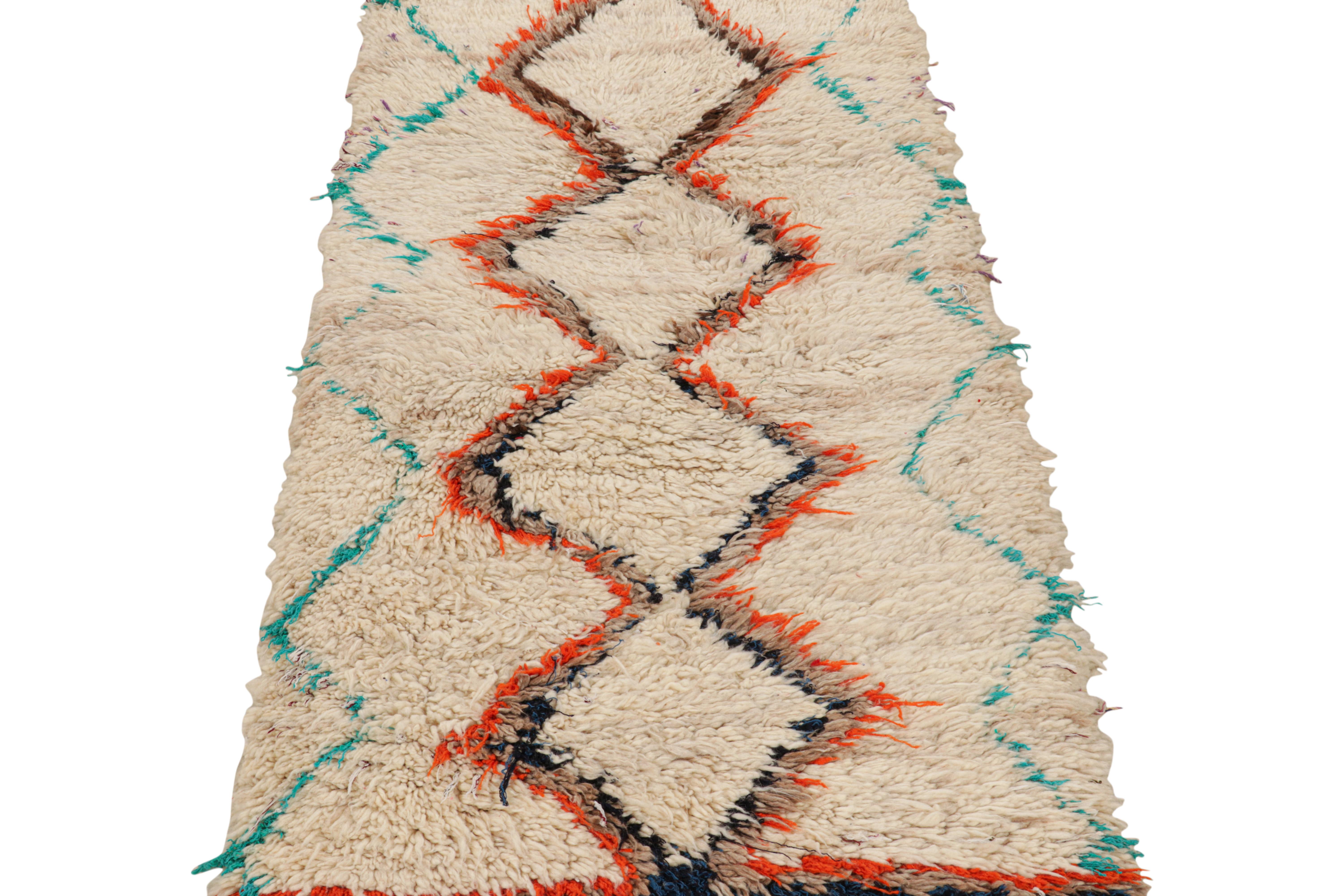 Mid-20th Century Vintage Moroccan Runner with Polychromatic Diamond Medallions, from Rug & Kilim For Sale