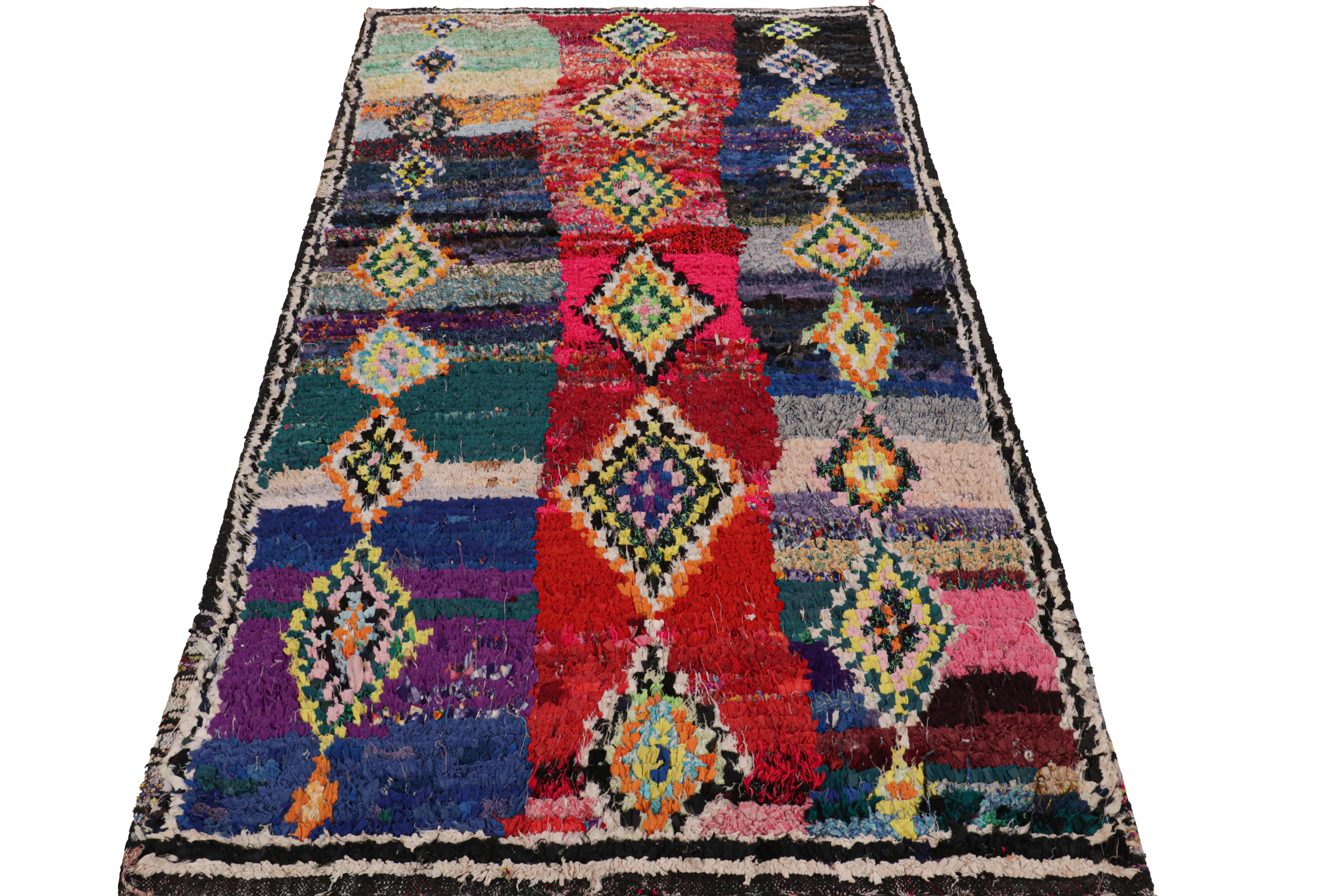 Mid-20th Century Vintage Moroccan Runner with Polychromatic Diamond Medallions, from Rug & Kilim For Sale