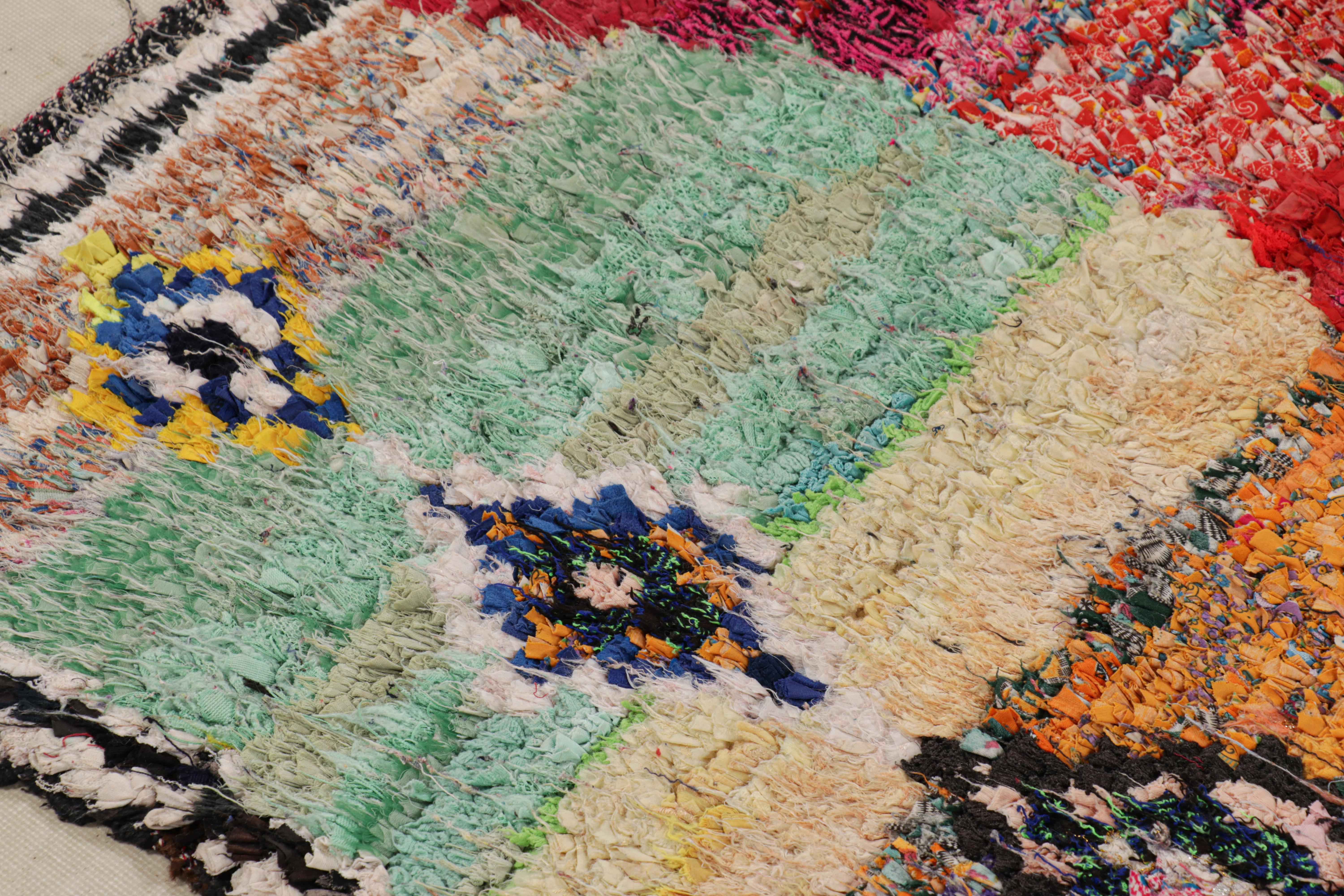 Wool Vintage Moroccan Runner with Polychromatic Diamond Medallions, from Rug & Kilim For Sale