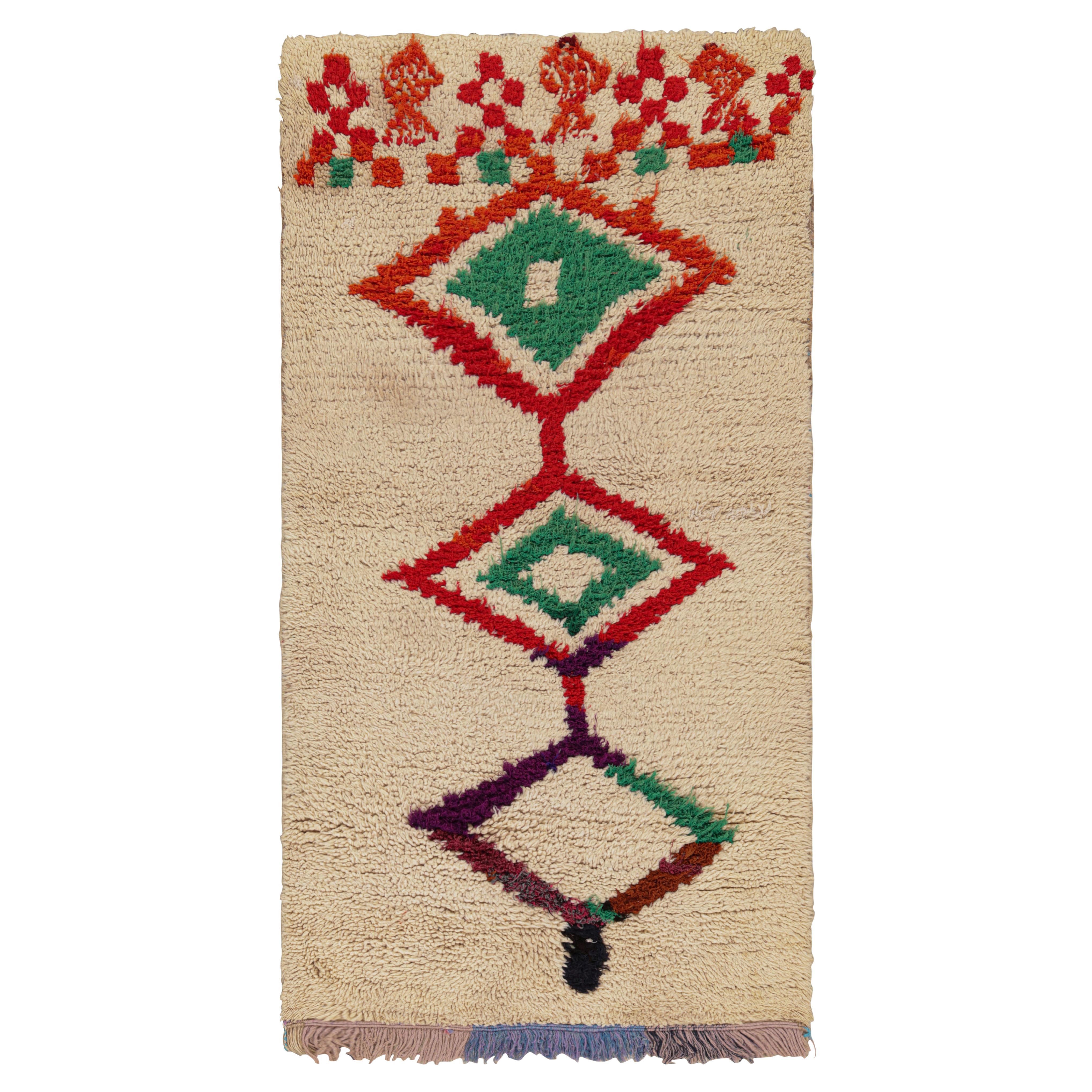 Vintage Moroccan Runner with Polychromatic Diamond Medallions, from Rug & Kilim