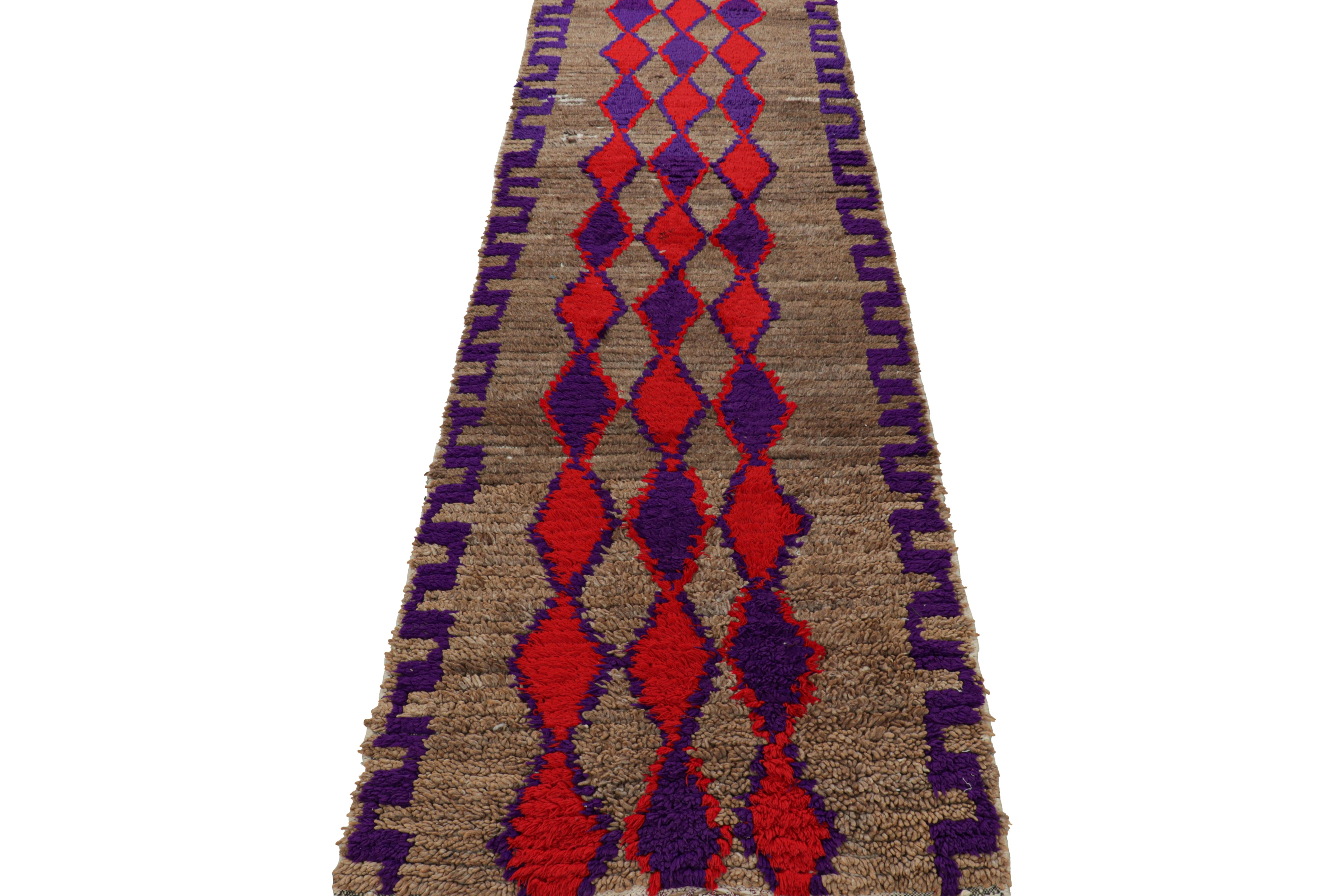 Mid-20th Century Vintage Moroccan Runner with Polychromatic Diamond Patterns, from Rug & Kilim For Sale