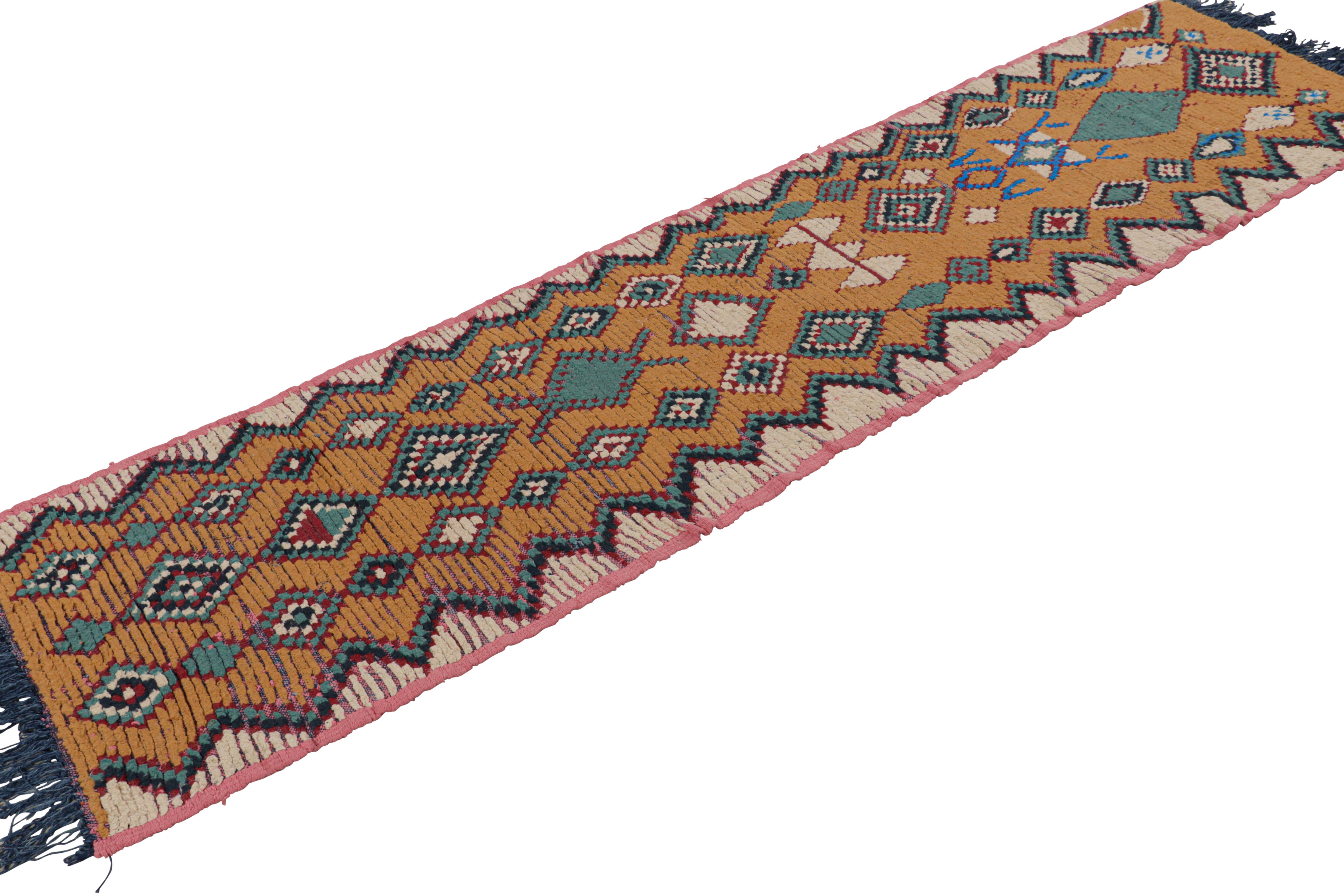 Hand-Knotted Vintage Moroccan Runner with Polychromatic Geometric Medallions from Rug & Kilim For Sale