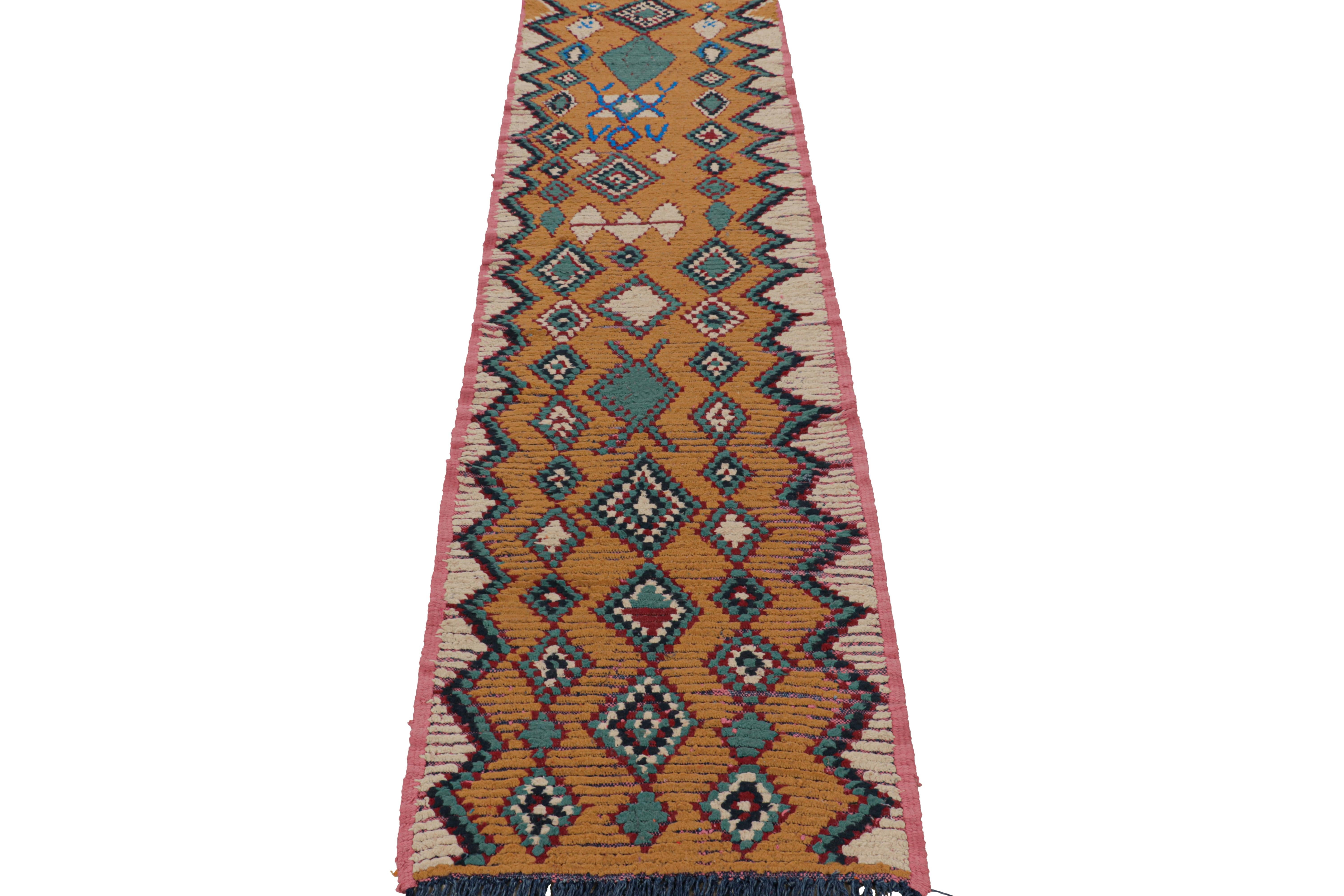 Vintage Moroccan Runner with Polychromatic Geometric Medallions from Rug & Kilim In Good Condition For Sale In Long Island City, NY