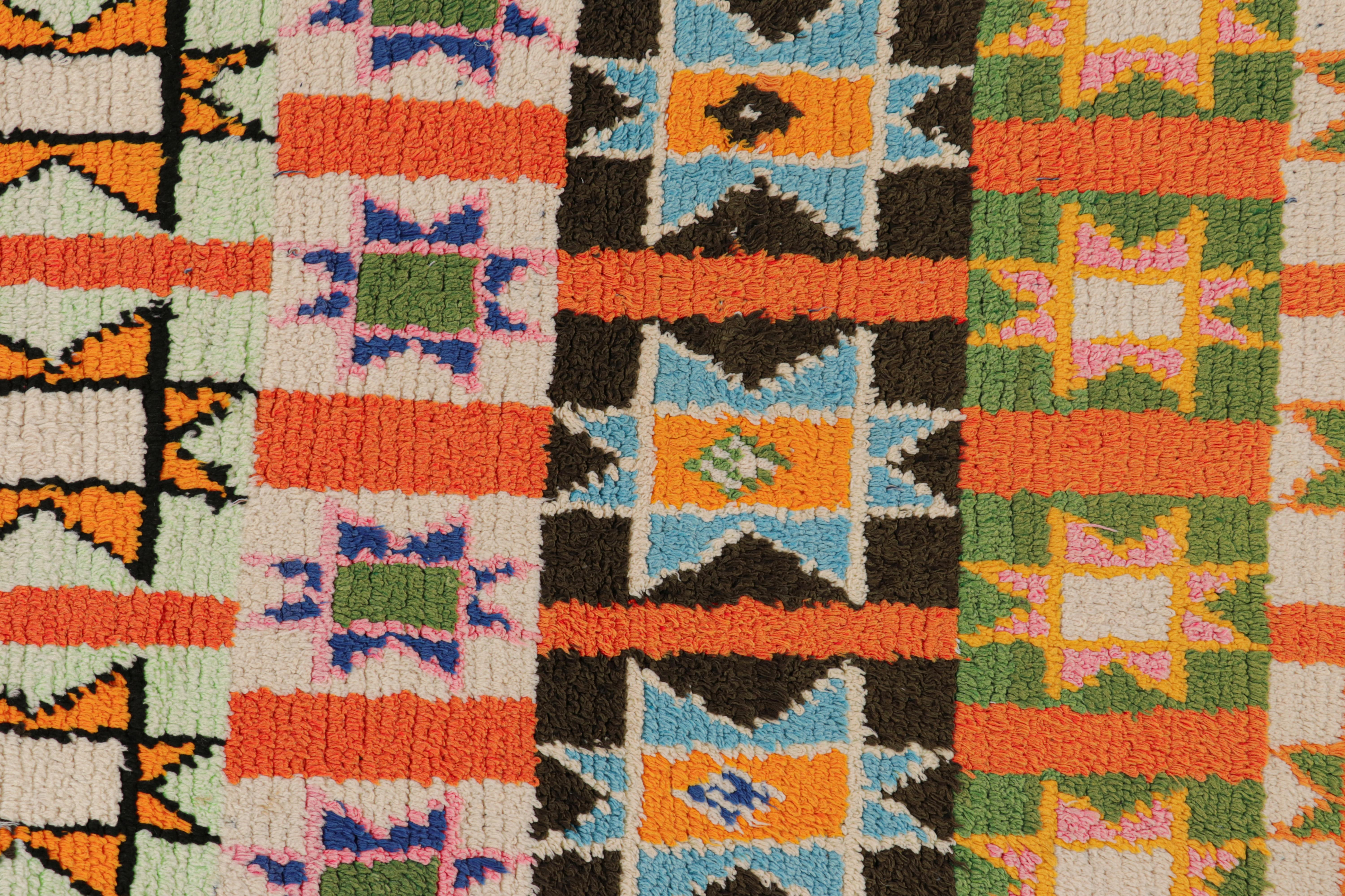 Hand-Knotted Vintage Moroccan Runner with Polychromatic Geometric Patterns, from Rug & Kilim For Sale