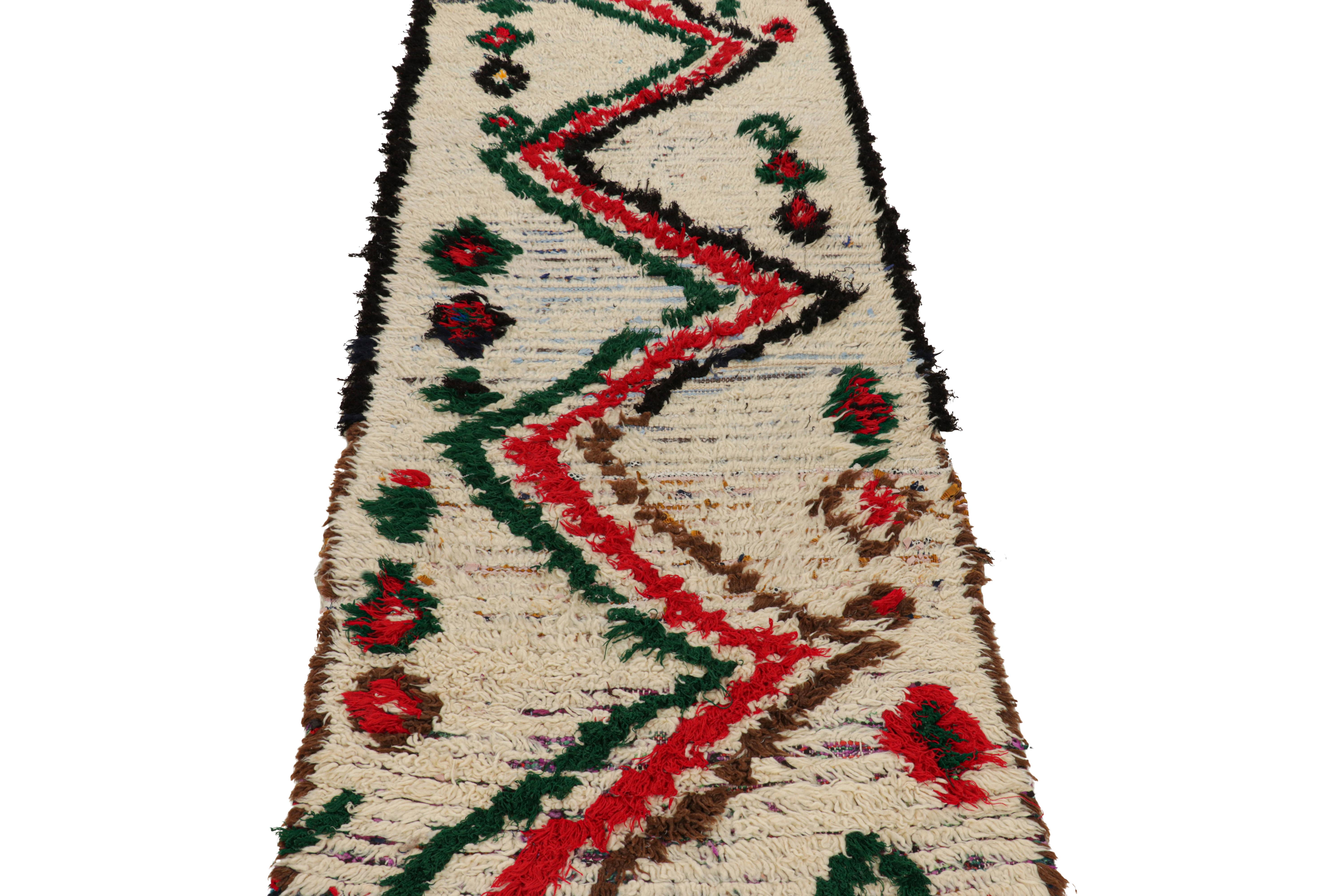 Mid-20th Century Vintage Moroccan Runner with Polychromatic Geometric Patterns, from Rug & Kilim For Sale