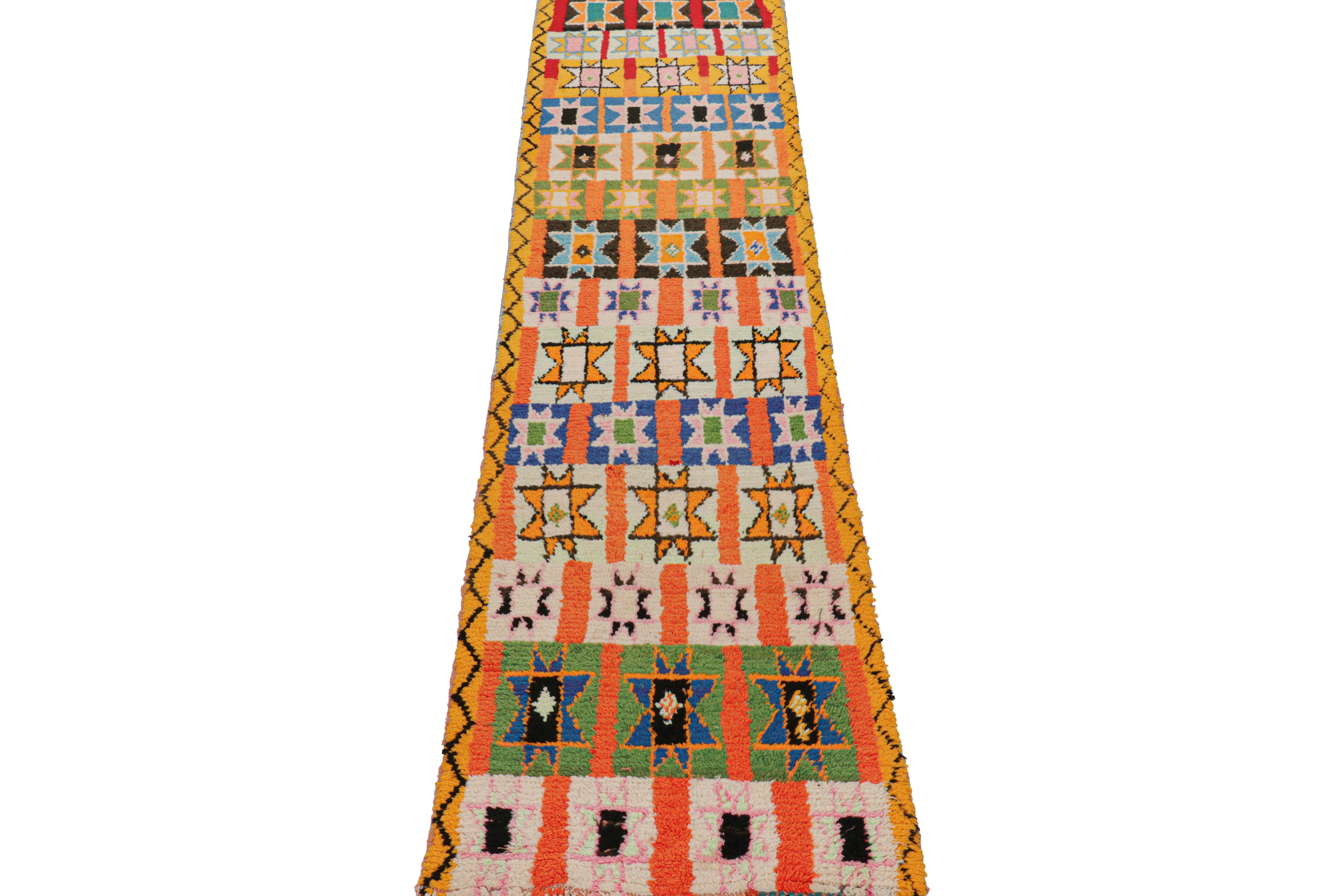 Mid-20th Century Vintage Moroccan Runner with Polychromatic Geometric Patterns, from Rug & Kilim For Sale