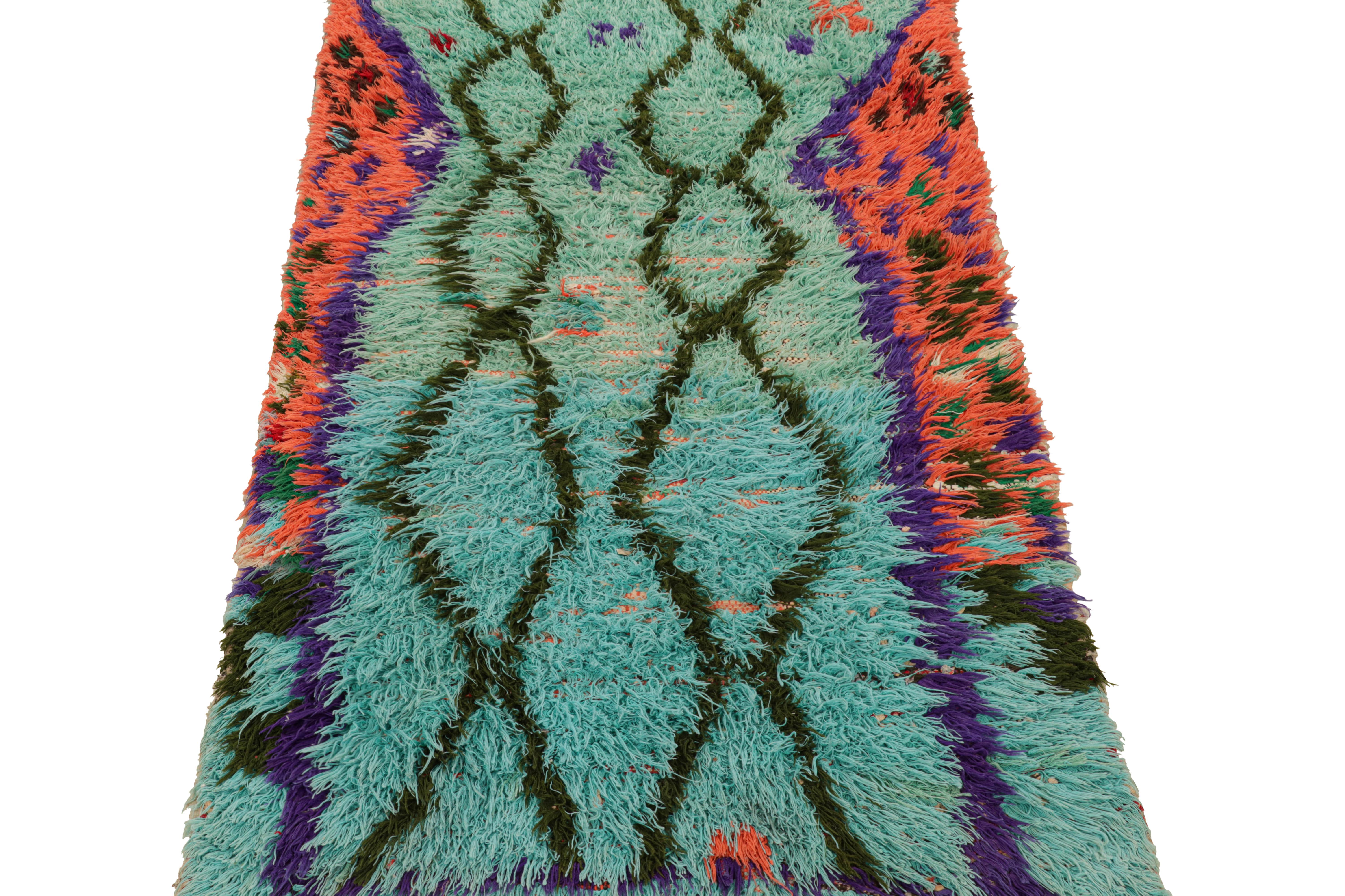 Mid-20th Century Vintage Moroccan Runner with Polychromatic Geometric Patterns, from Rug & Kilim For Sale